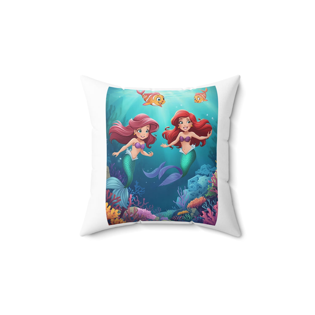 Mermaid-Themed Decorative Pillow, Cozy Home Decor, Kids Room Accent, Gift for Sea Lovers, Nautical Throw Cushion