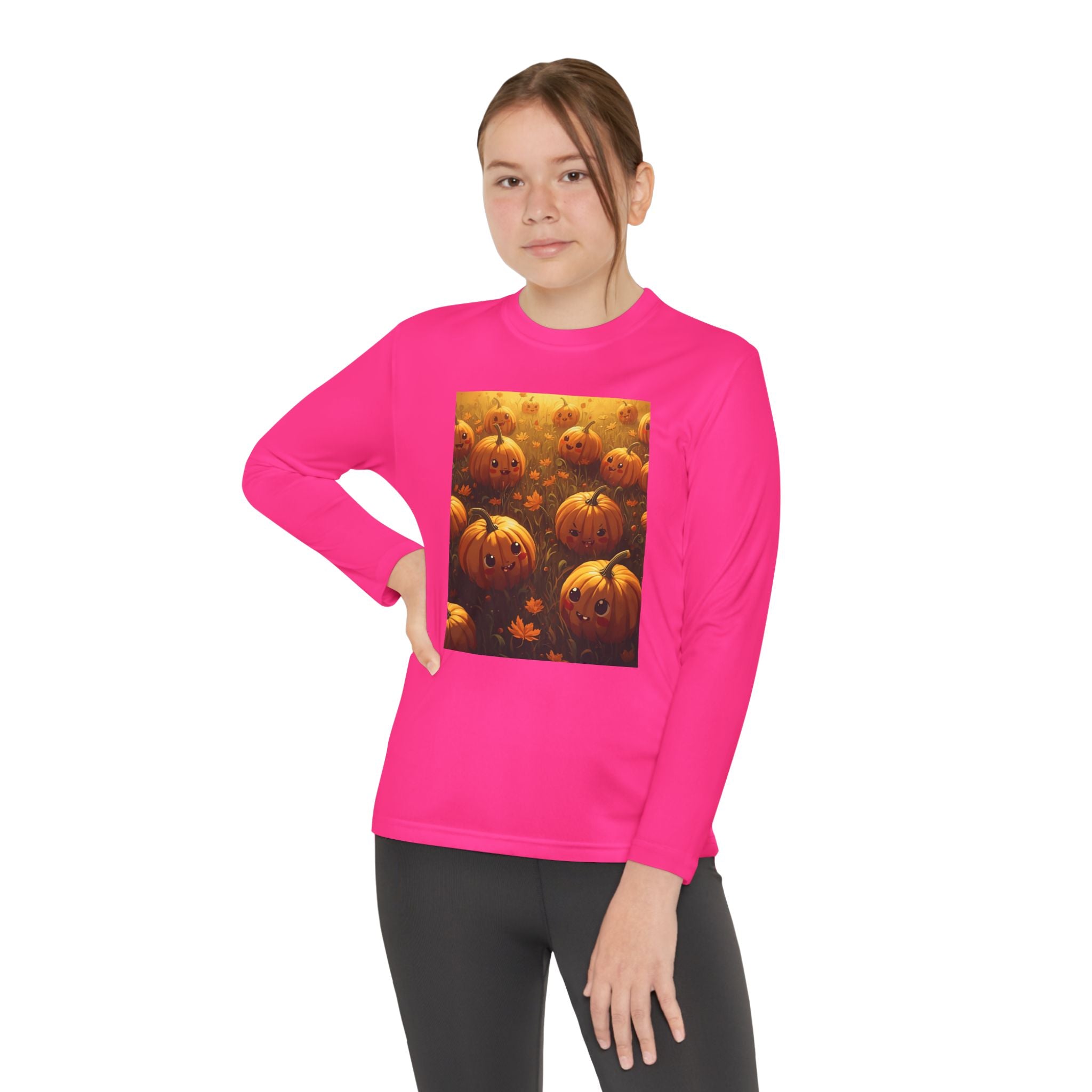 Happy Halloween Pumpkin Youth Long Sleeve Competitor Tee