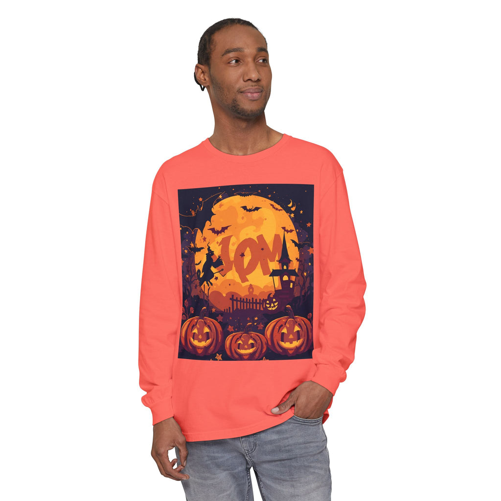 Halloween Pumpkin Long Sleeve T-Shirt, Unisex Spooky Shirt, Fall Apparel, Halloween Costume, Cozy Autumn Top, Halloween Party Wear