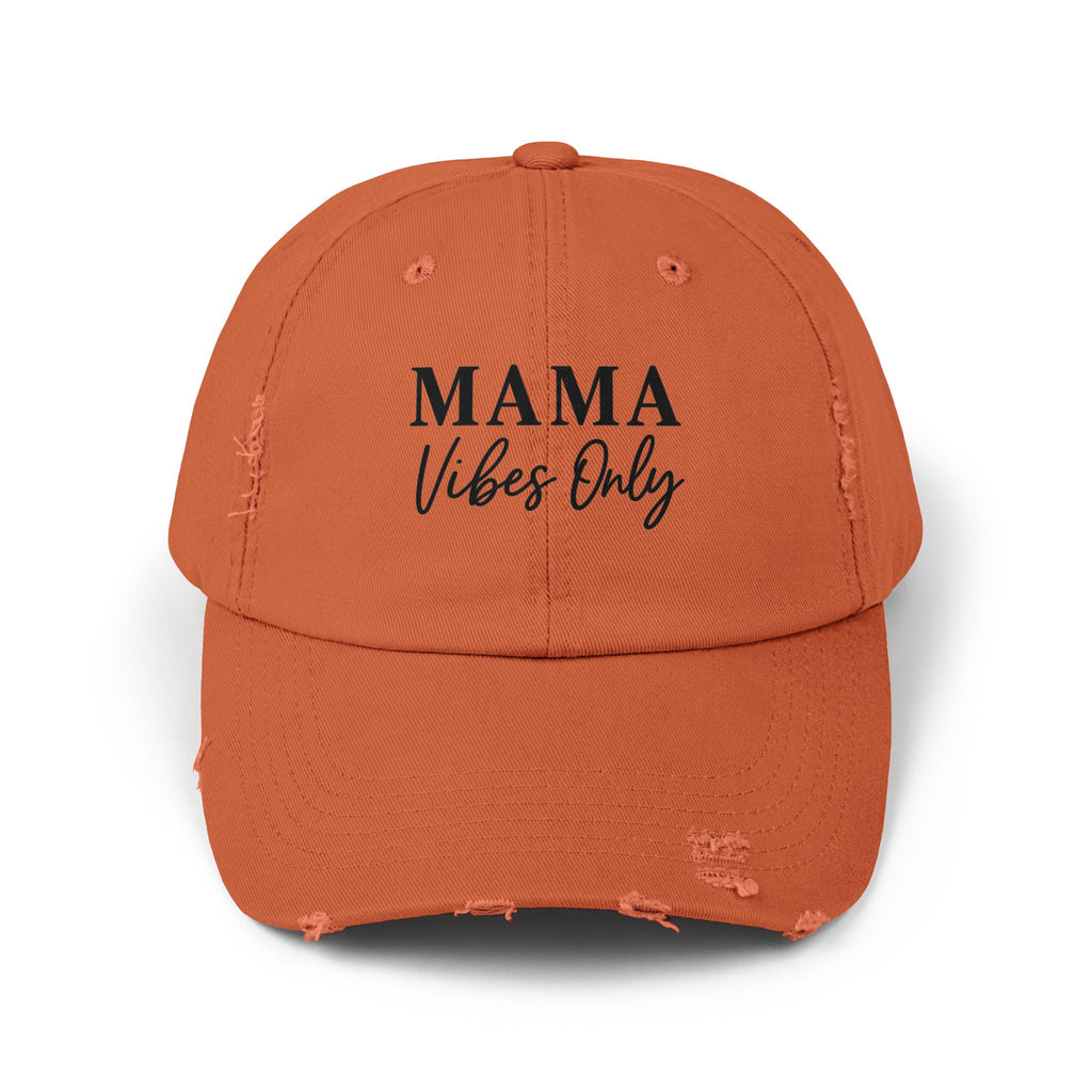 Mama Mode Mama Vibes Only Distressed Baseball Cap — Casual Motherhood Hat
