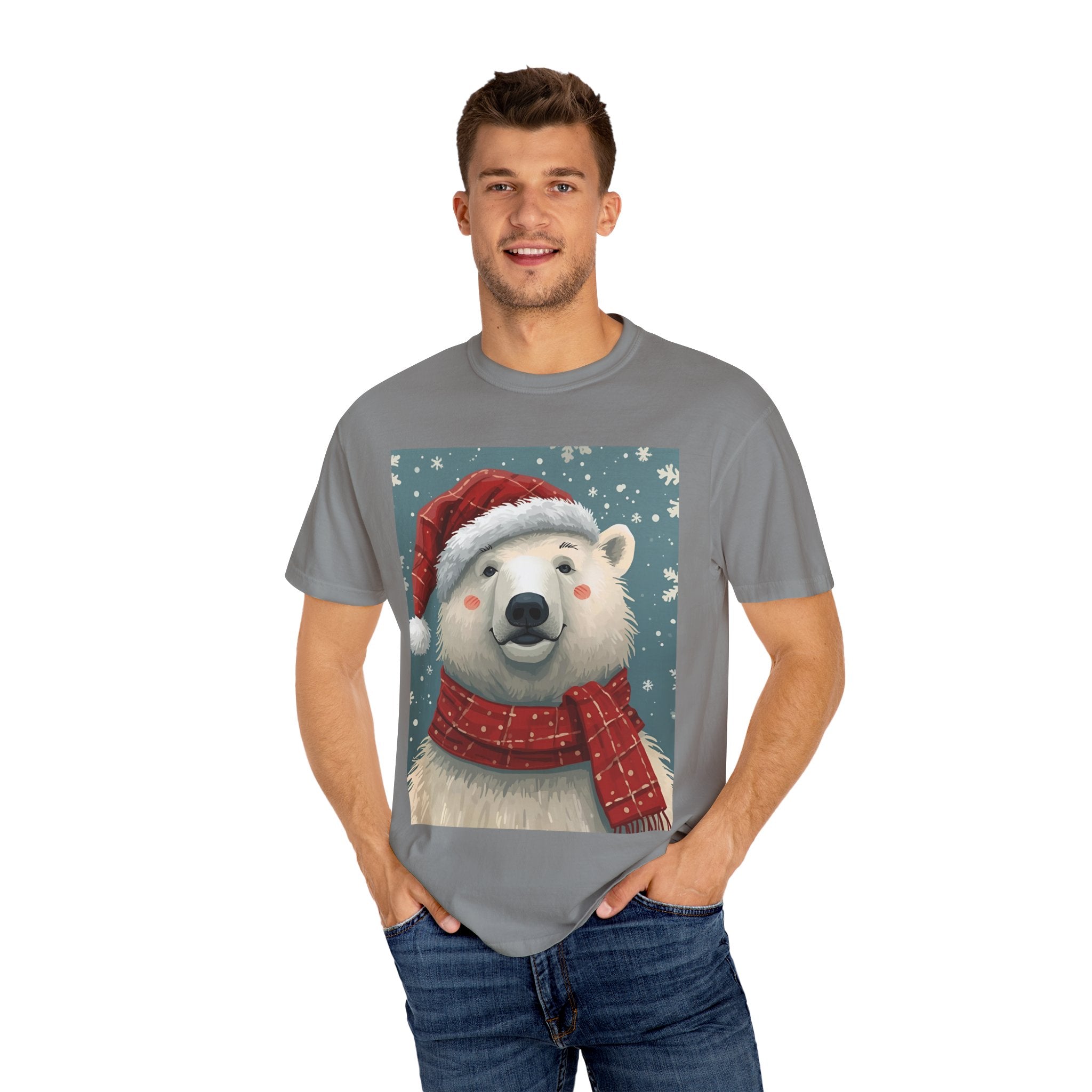 Cozy Holiday Polar Bear T-Shirt, Christmas Tee, Unisex Shirt, Festive Apparel, Gift for Animal Lovers, Winter Wear