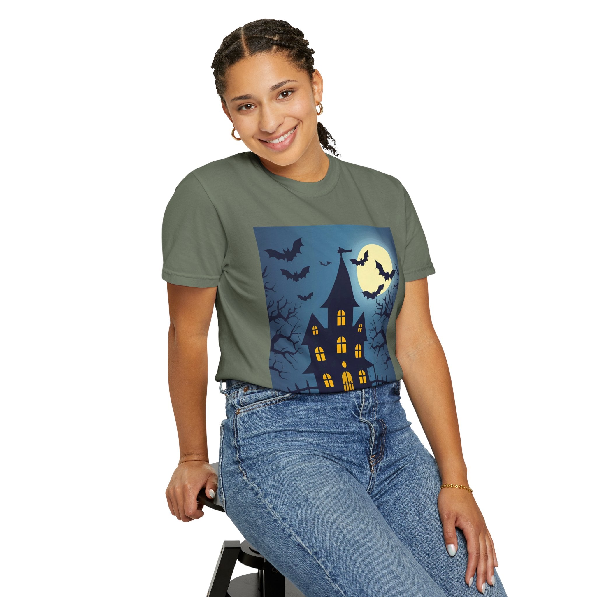 Haunted House T-Shirt, Spooky Halloween Tee, Unisex Shirt, Fall Apparel, Ghostly Graphic Tee, October Celebration Outfit