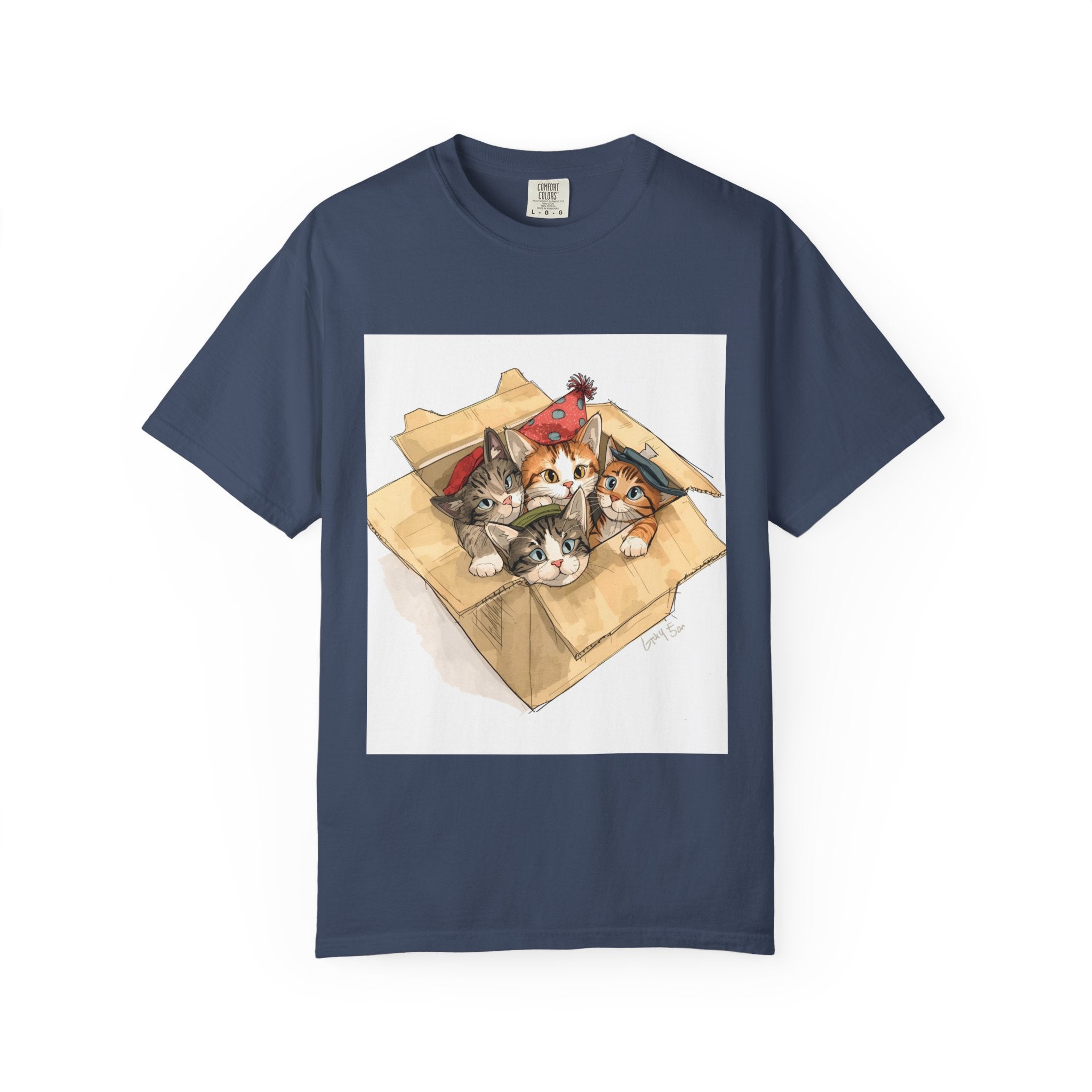 Cute Kittens In Box Unisex Garment-Dyed T-shirt