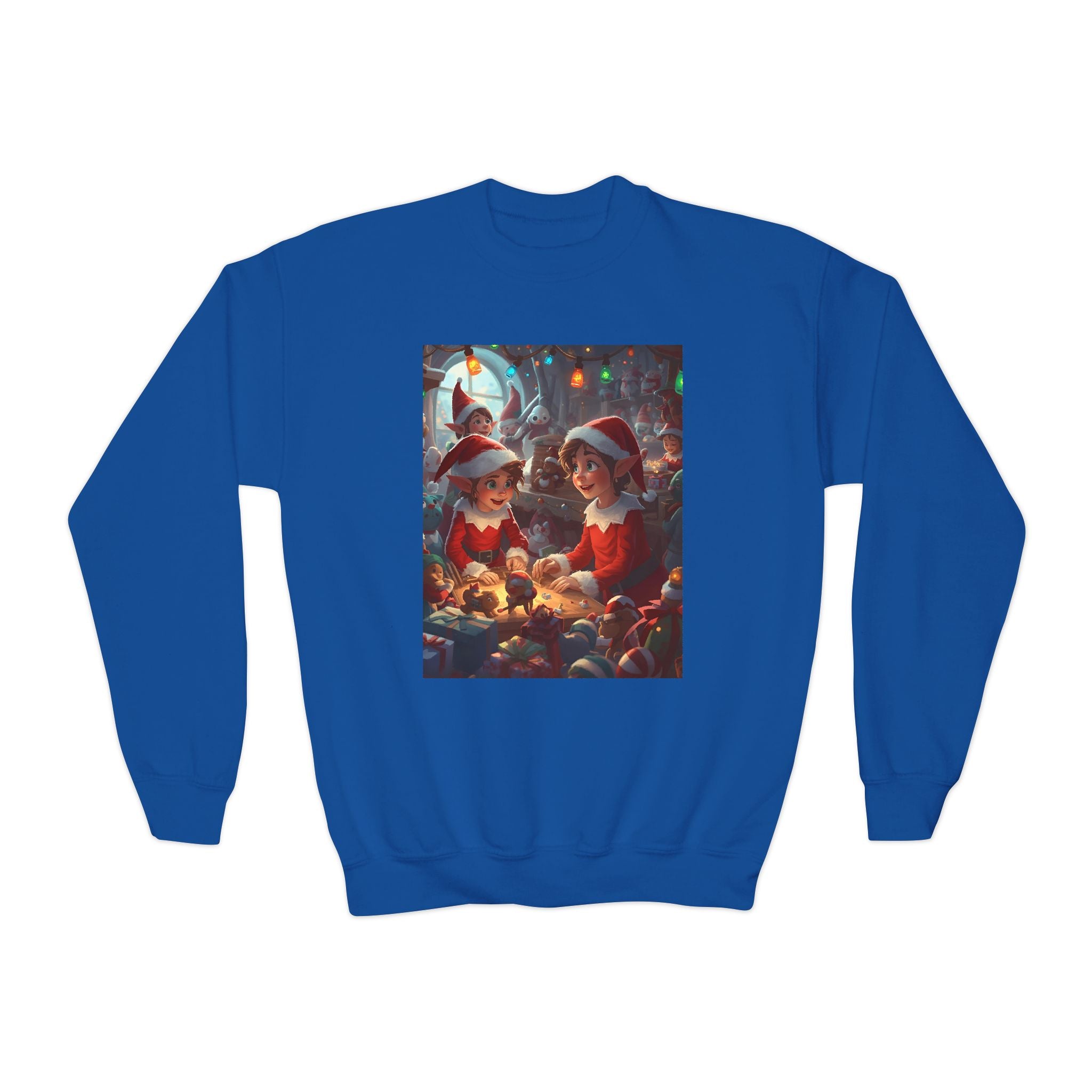 Youth Christmas Elf Crewneck Sweatshirt, Cozy Holiday Sweatshirt for Kids, Cute Christmas Gift, Family Christmas Apparel, Santa & Elf Design