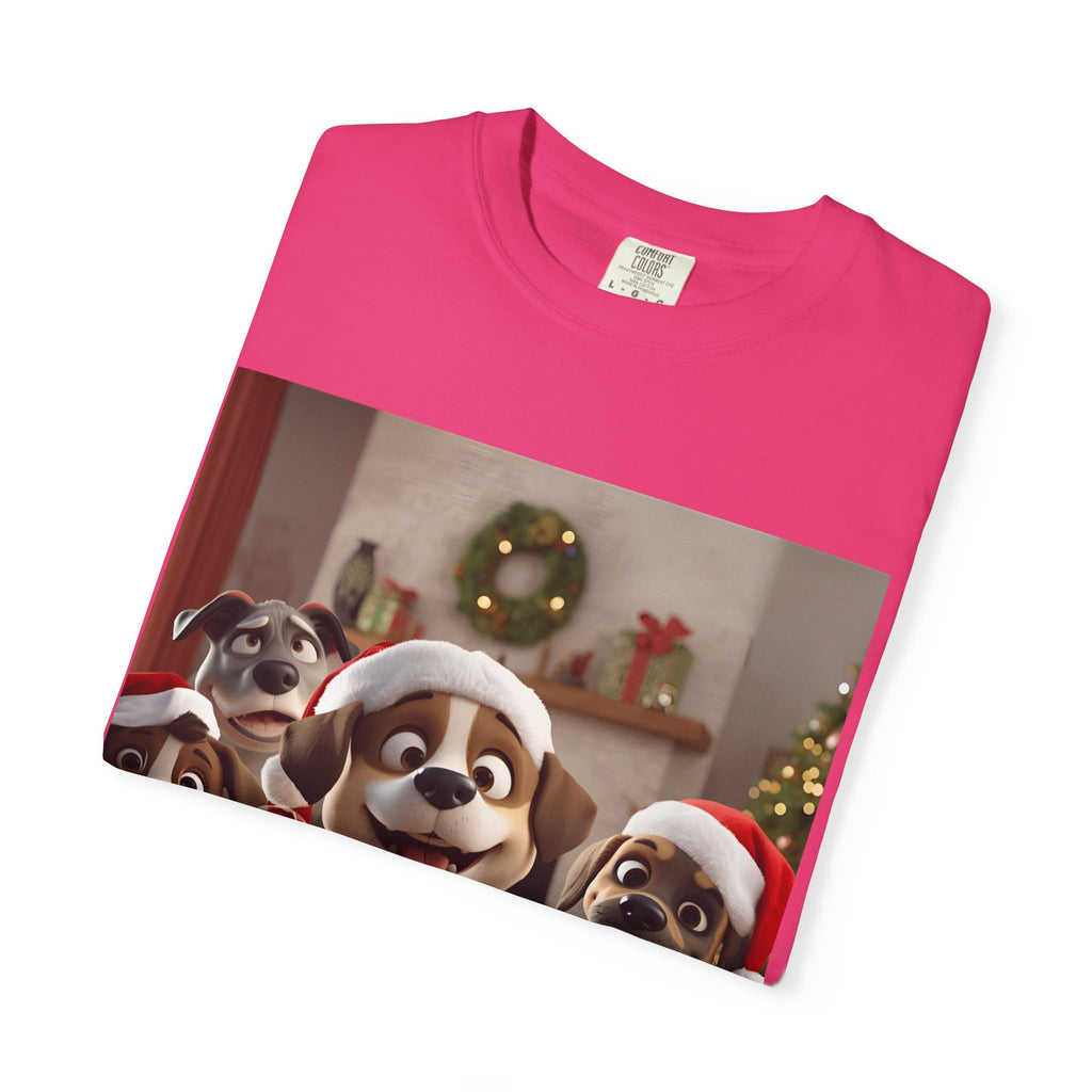 Cute Christmas Festive Dog Lovers T-Shirt | Unisex Garment-Dyed Tee for Dog Enthusiasts | Holiday Gift, Christmas Apparel, Pet Lover Shirt