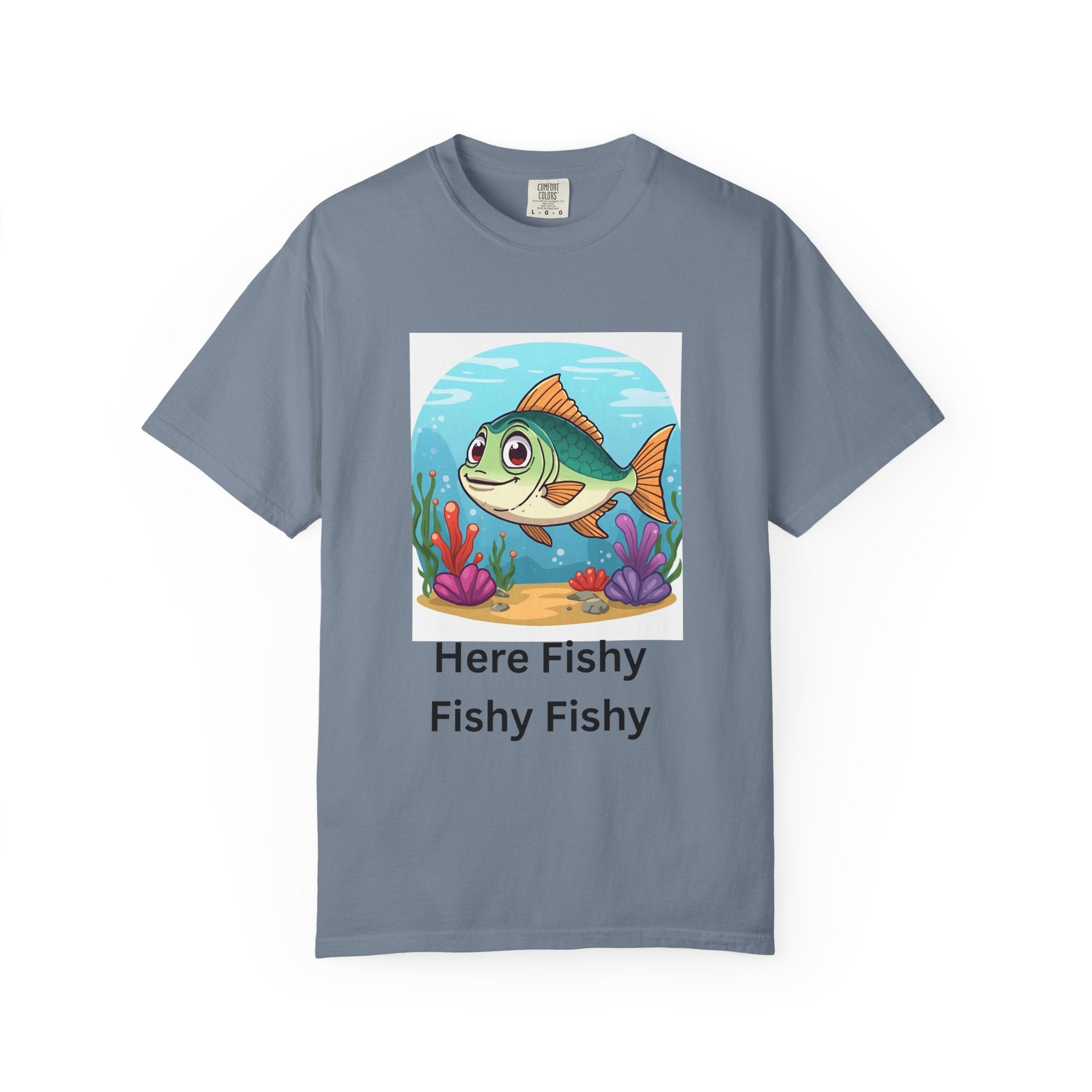 Playful Fish T-Shirt for Nature Lovers, Here Fishy Fishy Fishy Tee, Unisex Casual Wear, Perfect for Birthdays, Summer Fun, Beach Outings