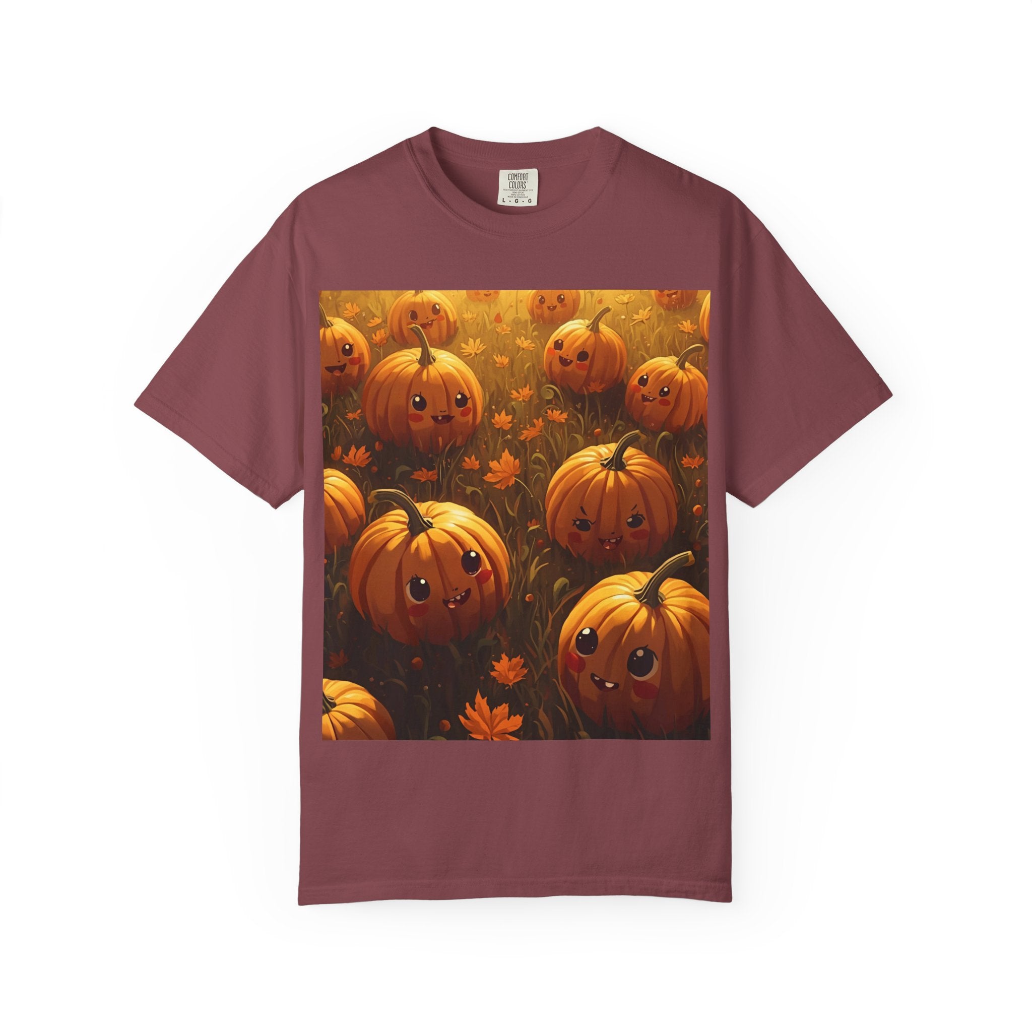 Cute Pumpkin Graphic T-Shirt, Fall Fashion, Halloween Tee, Autumn Wear, Unisex Garment-Dyed Shirt, Seasonal Gift