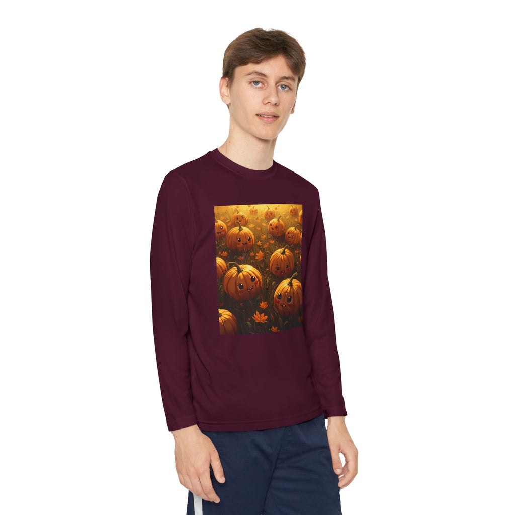 Happy Halloween Pumpkin Youth Long Sleeve Competitor Tee