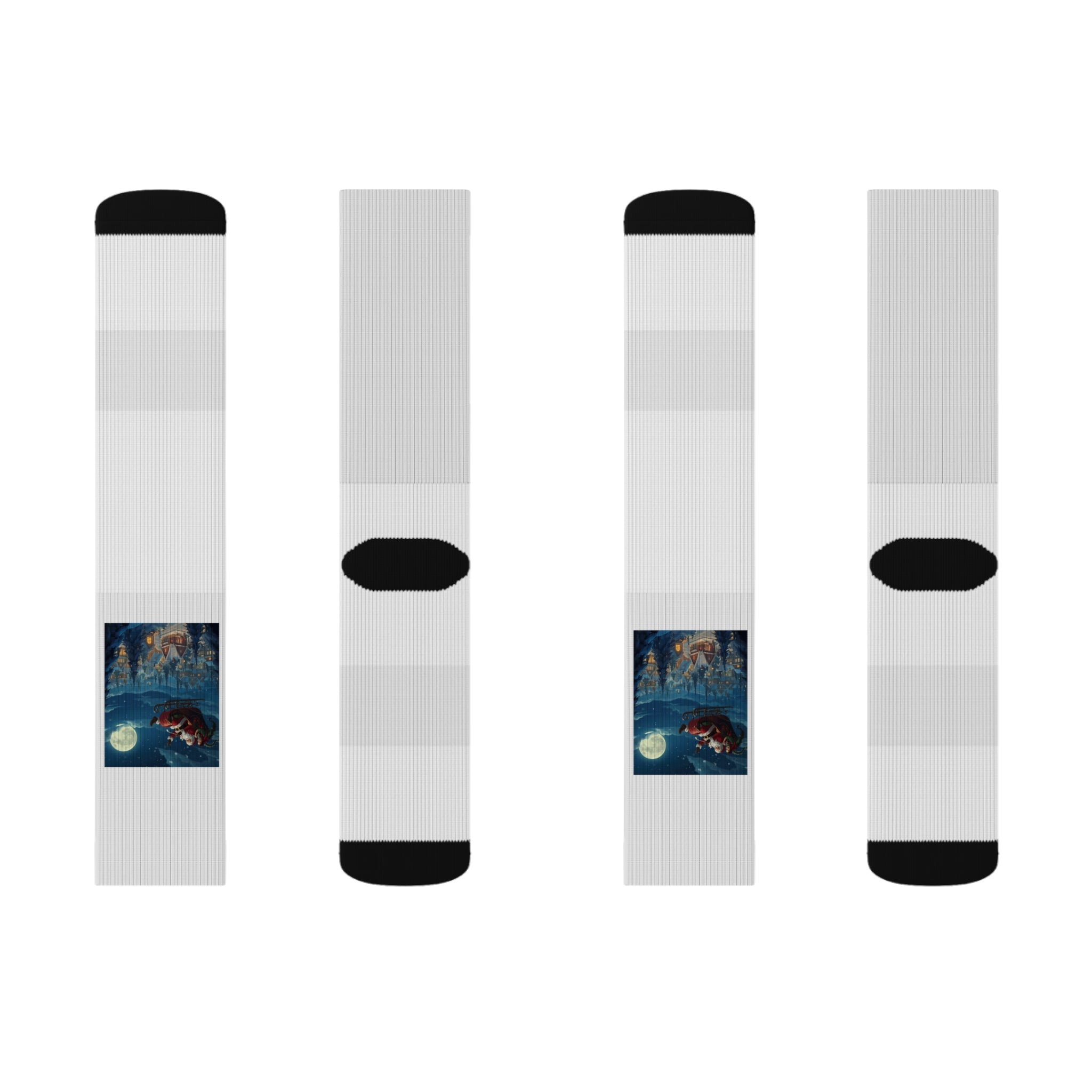 Christmas Santa Sleigh Sublimation Socks