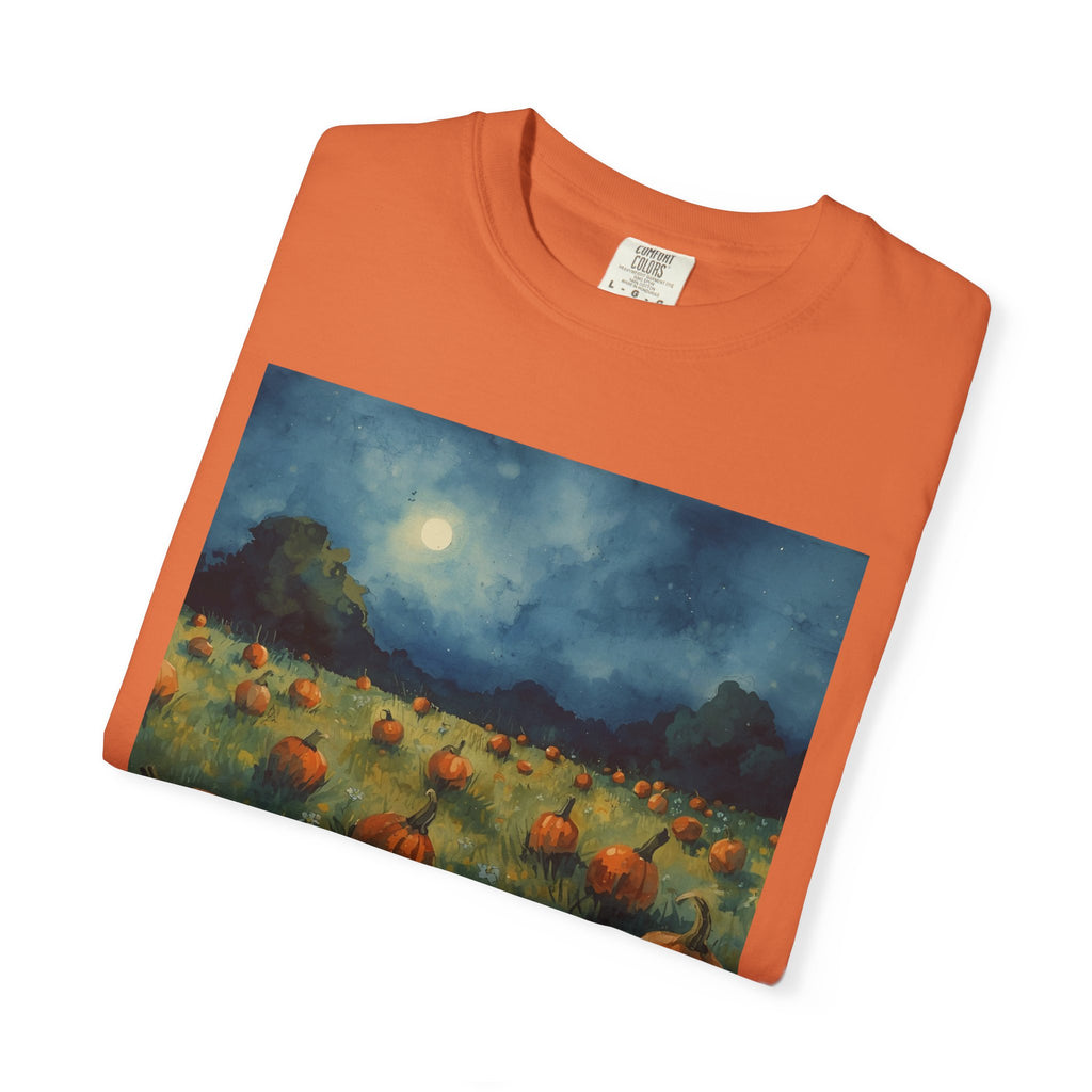 Autumn Pumpkin Field T-shirt | Unisex Fall Tee, Cozy Graphic Shirt, Halloween Gift, Harvest Fashion, Seasonal Wear, Pumpkin Lovers