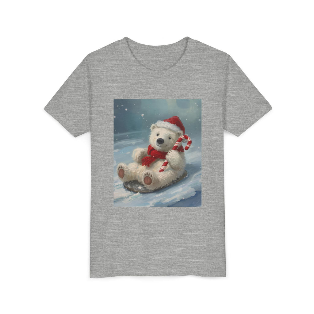 Cute Christmas Bear Youth Short Sleeve Tee