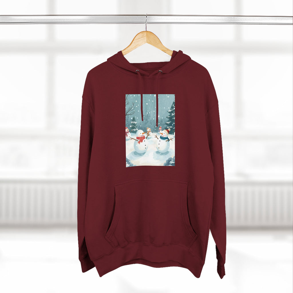 Cozy Snowman Hoodie, Winter Apparel, Holiday Gift, Christmas, Fleece Hoodie, Seasonal Style, Cold Weather Wear