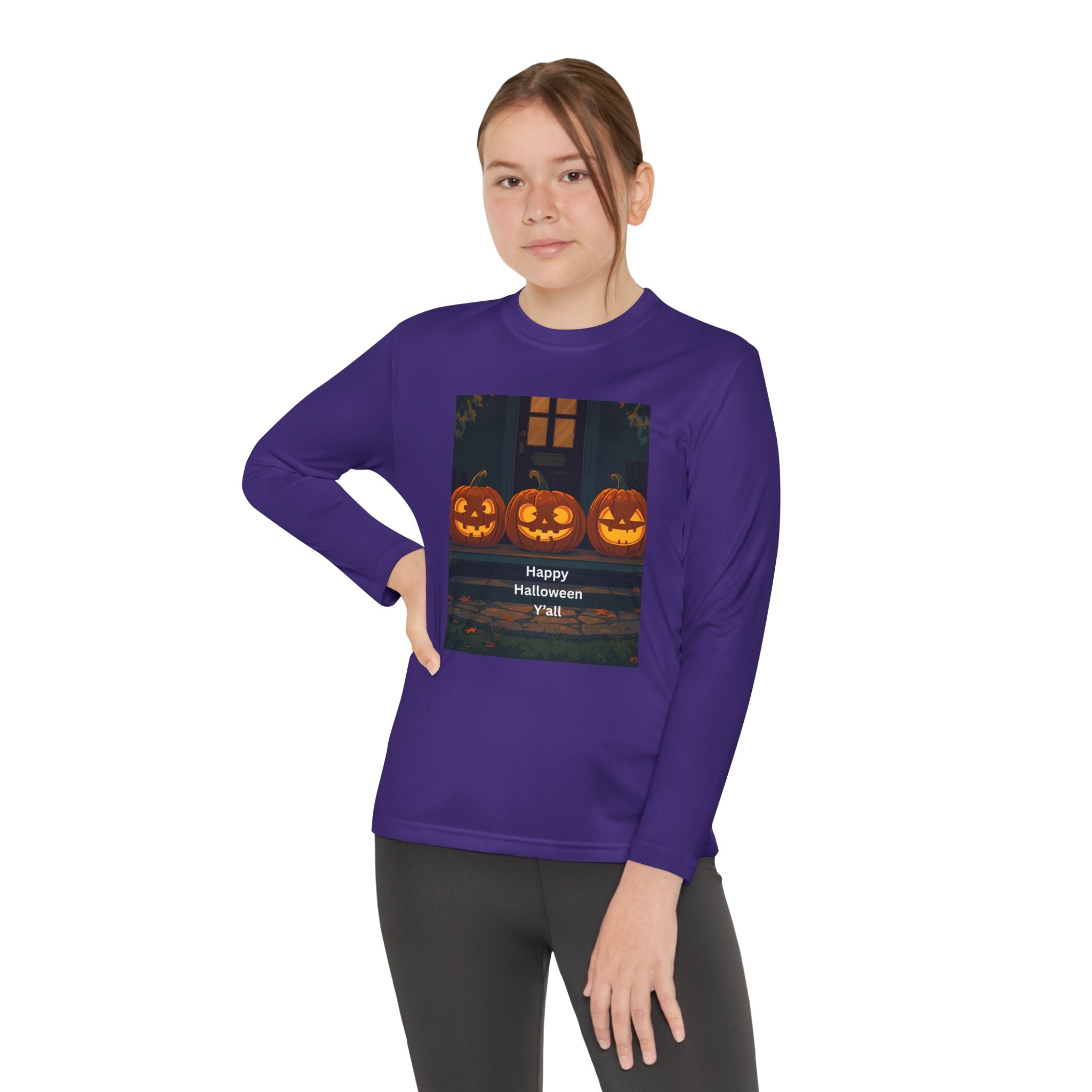 Halloween Pumpkin Youth Long Sleeve Competitor Tee