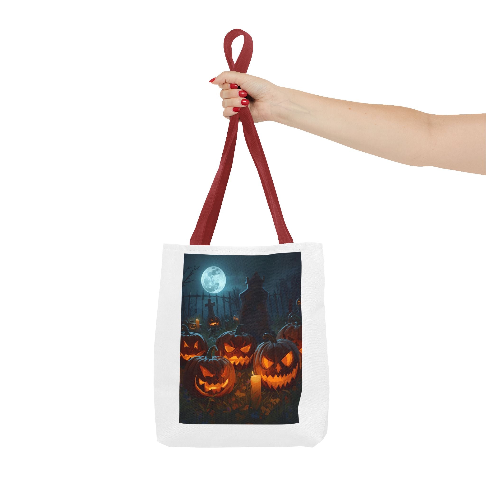 Spooky Halloween Pumpkin Tote Bag, Trick or Treat Bag, Pumpkins and Moon Design, Fall Festival Accessory, Scary Gift for Halloween
