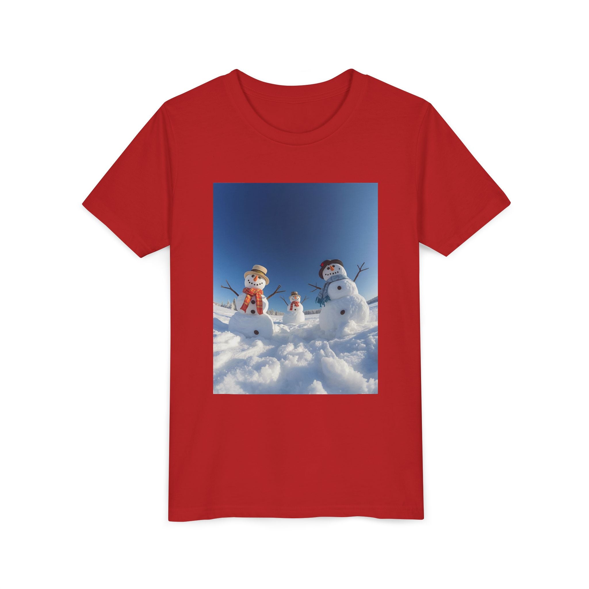 Festive Christmas Snowman Family Youth Short Sleeve Tee
