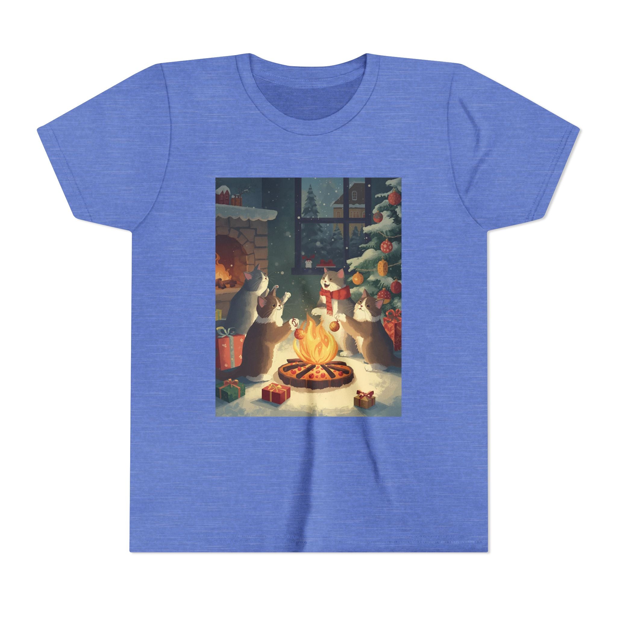 Cozy Christmas Youth Tee, Festive Graphic Short Sleeve Shirt, Holiday Charm for Kids, Cute Gift for Thanksgiving, Winter Gatherings
