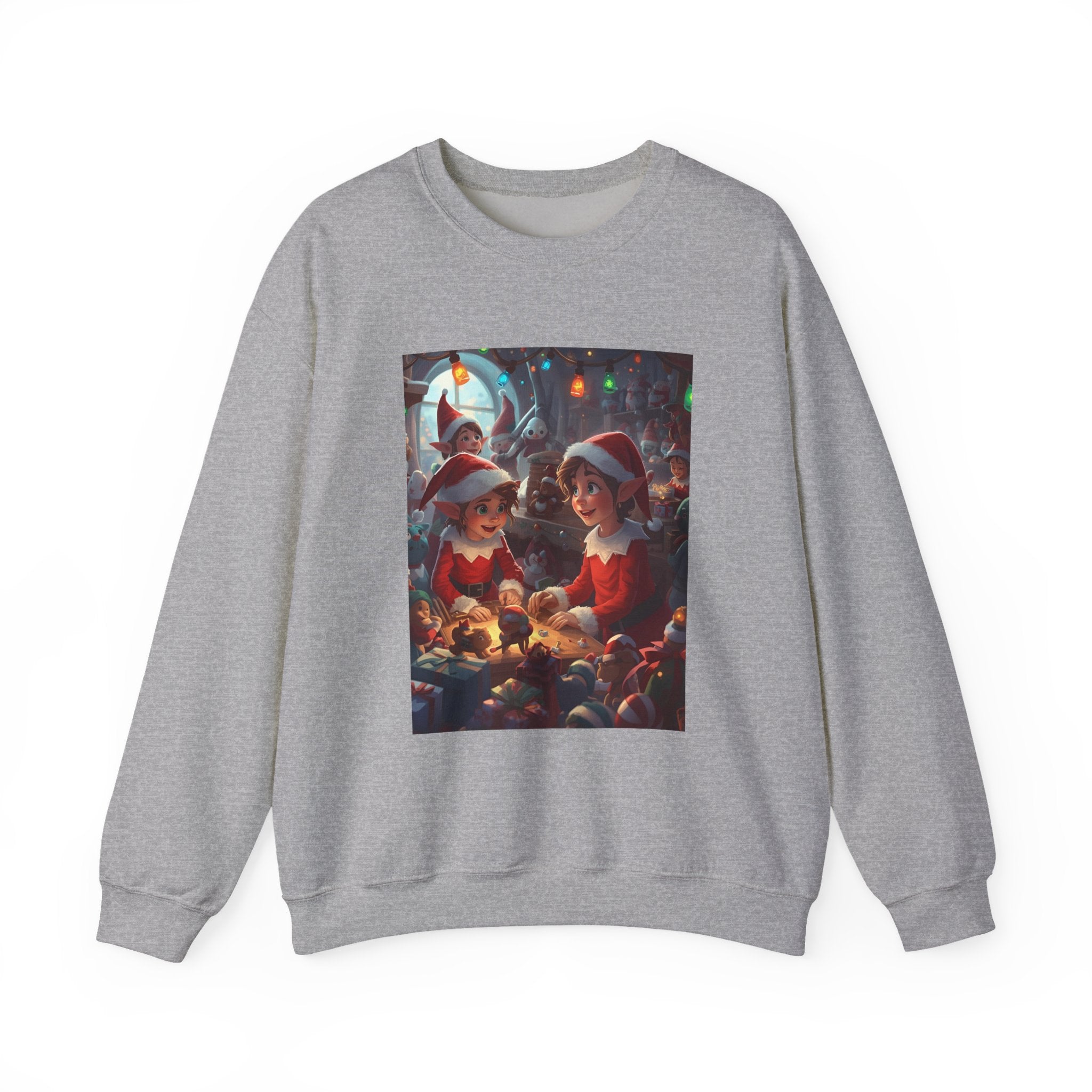 Christmas Elf Illustrative Sweatshirt, Christmas Gift, Holiday Apparel, Cozy Sweatshirt, Unisex Crewneck