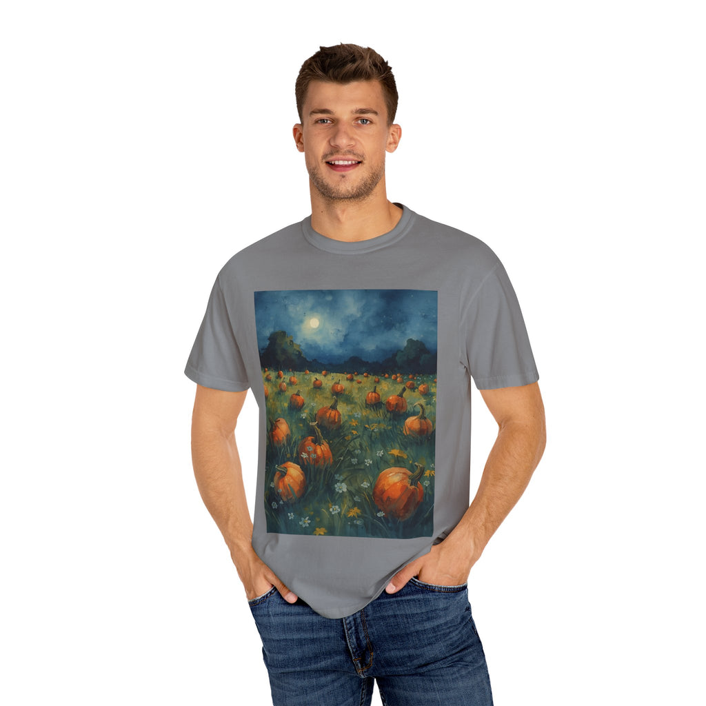 Autumn Pumpkin Field T-shirt | Unisex Fall Tee, Cozy Graphic Shirt, Halloween Gift, Harvest Fashion, Seasonal Wear, Pumpkin Lovers