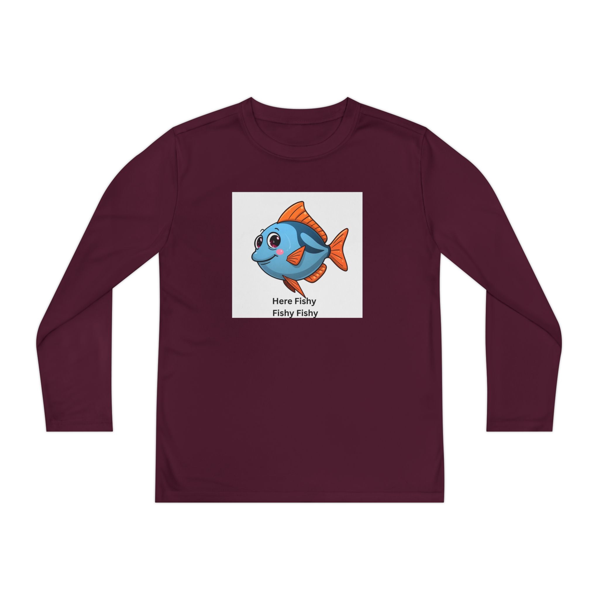 Here Fishy Fishy Fishy Youth Long Sleeve Competitor Tee