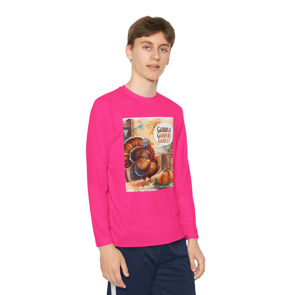 Thanksgiving Turkey Youth Long Sleeve Competitor Tee