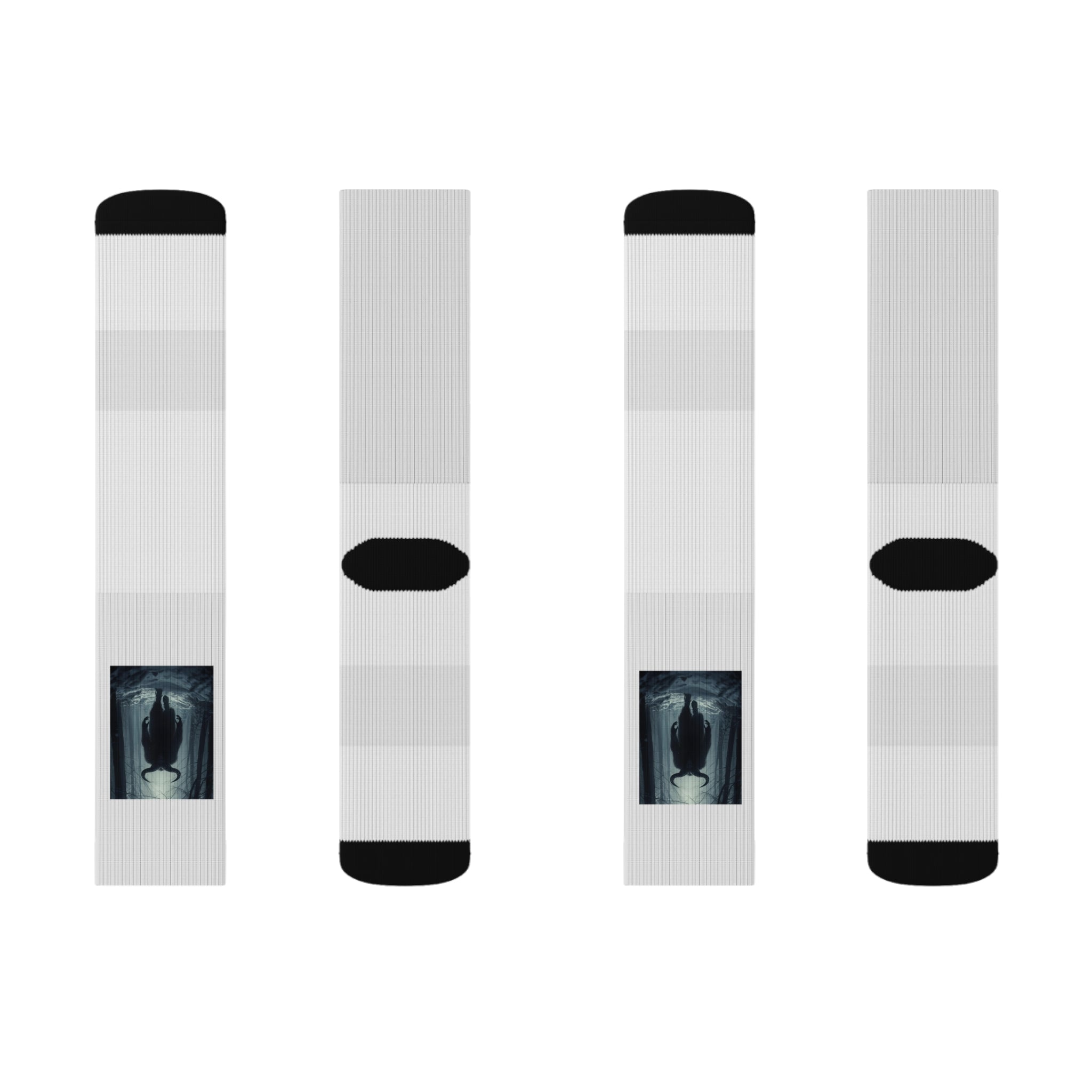 Spooky Forest Snow Creature Sublimation Socks