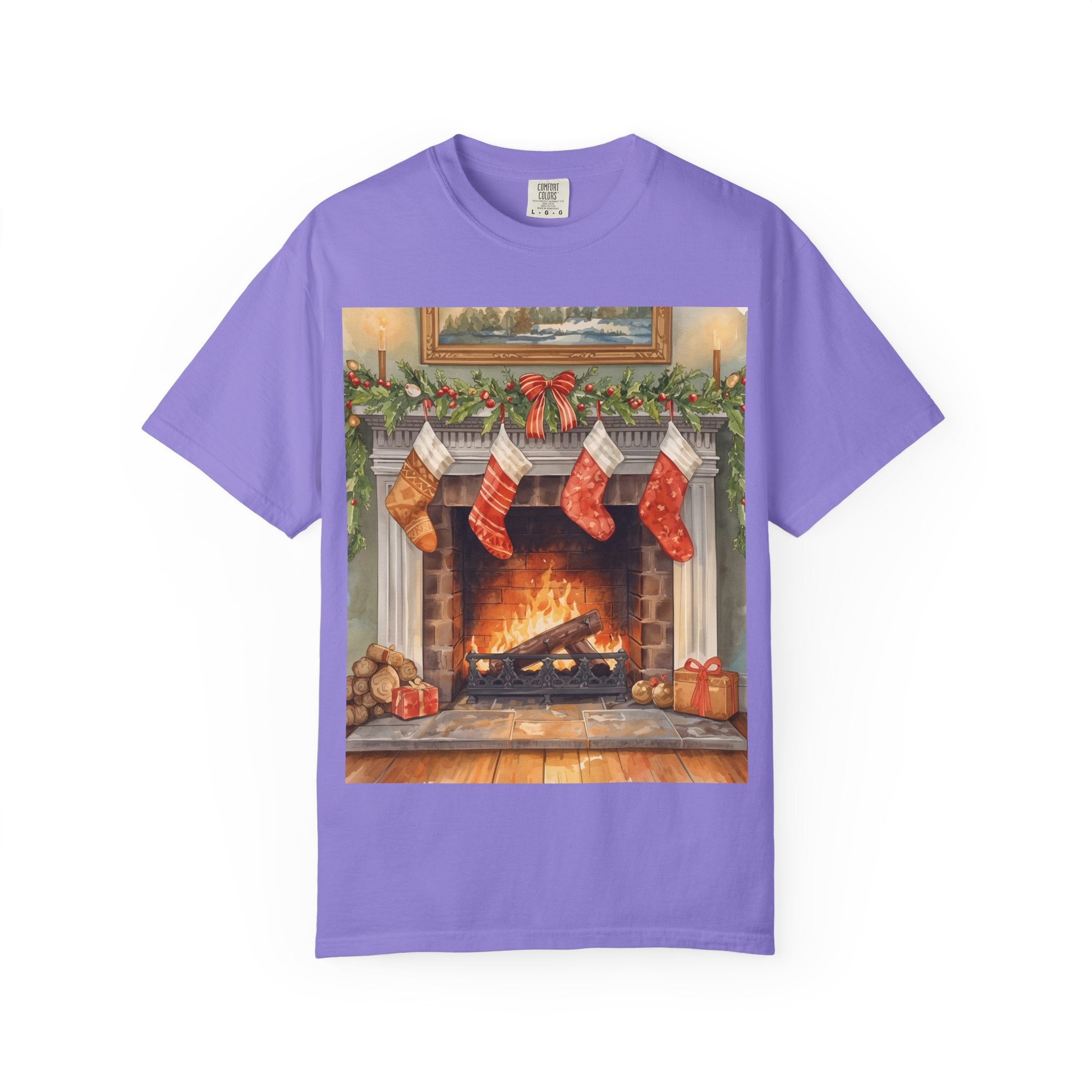 Cozy Christmas Fireplace T-Shirt | Unisex Holiday Tee | Gift for Him/Her | Festive Layering Top | Merry Christmas Apparel