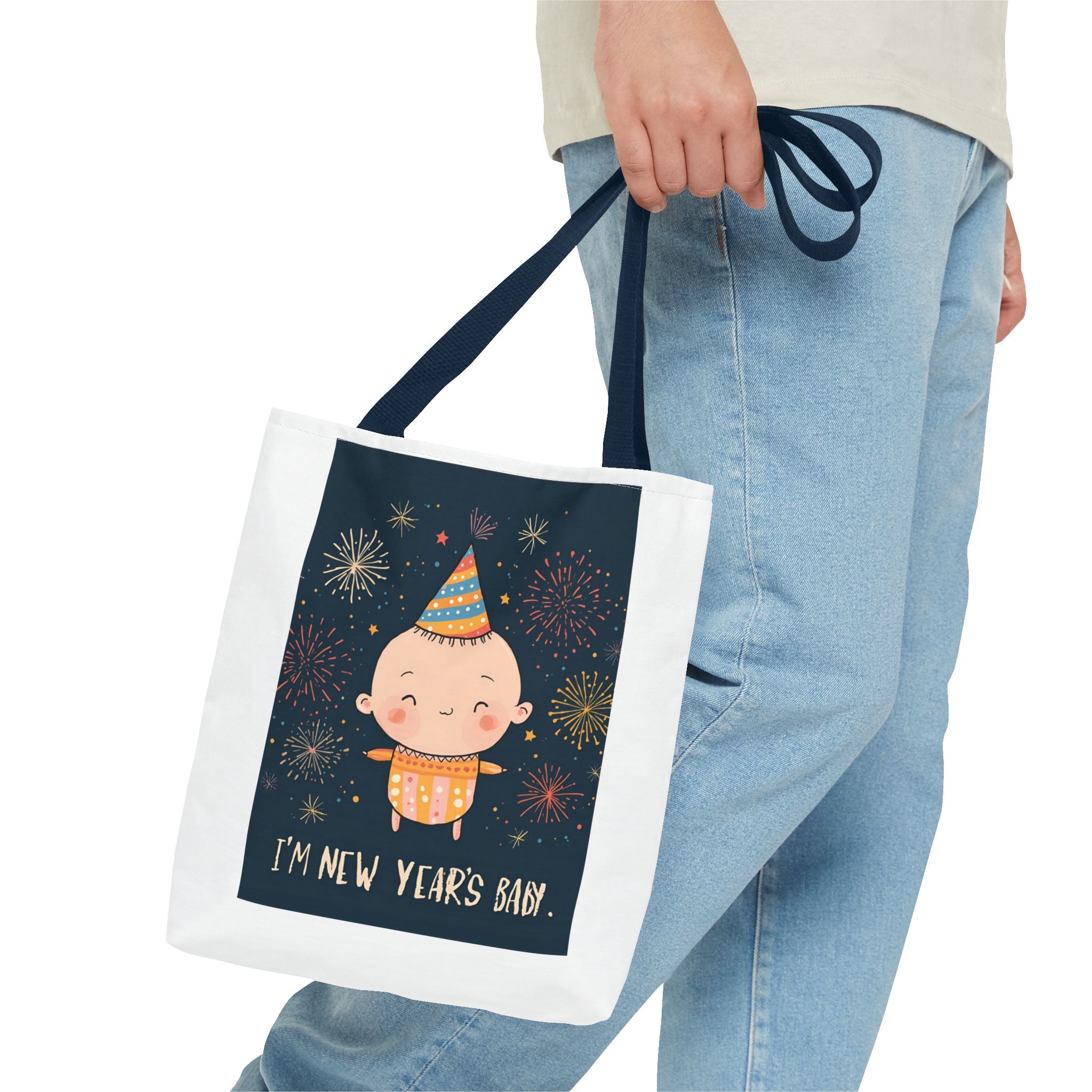 New Year's Baby Tote Bag, Cute Baby Bag, Holiday Gift, Party Essential, Fun Life Accessory, Festive Shopping Bag, New Year's Celebration