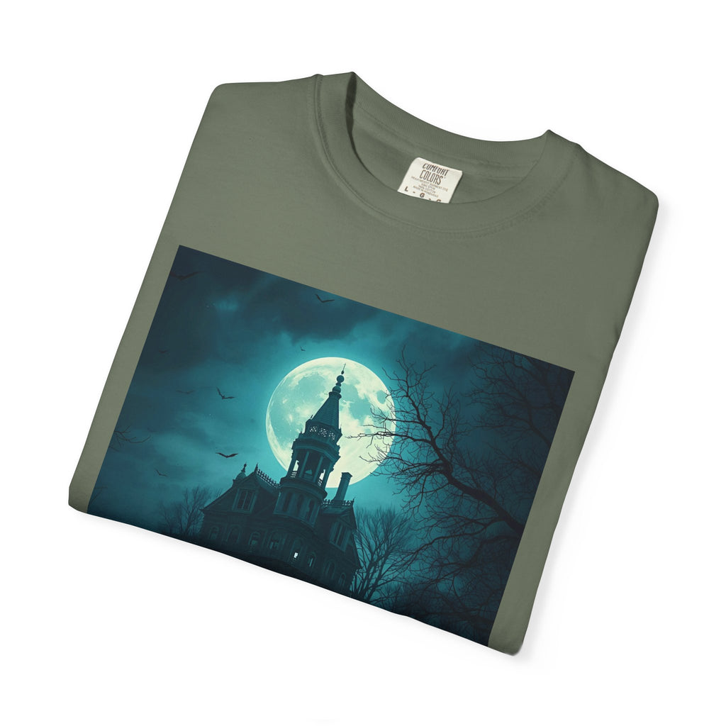 Haunted Moonlit Castle Unisex T-shirt, Gothic Tee, Halloween Apparel, Vintage Style Shirt, Alternative Fashion, Spooky Gift