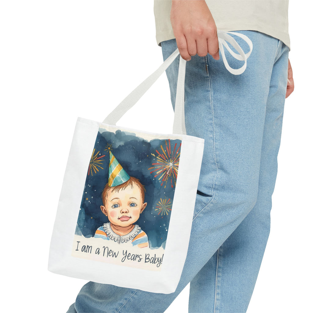 New Year's Baby Tote Bag, Cute Baby Gift, Celebration Bag, New Year Party Accessory, AOP Design, Family Gathering
