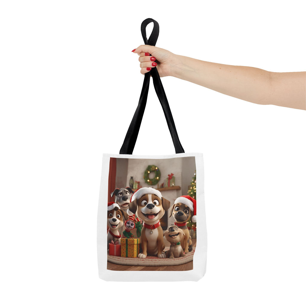 Cute Christmas Festive Dog Lovers Tote Bag, Cute Christmas Gift for Animal Lovers, Holiday Shopping, Pet Owner Accessory, Reusable Bag