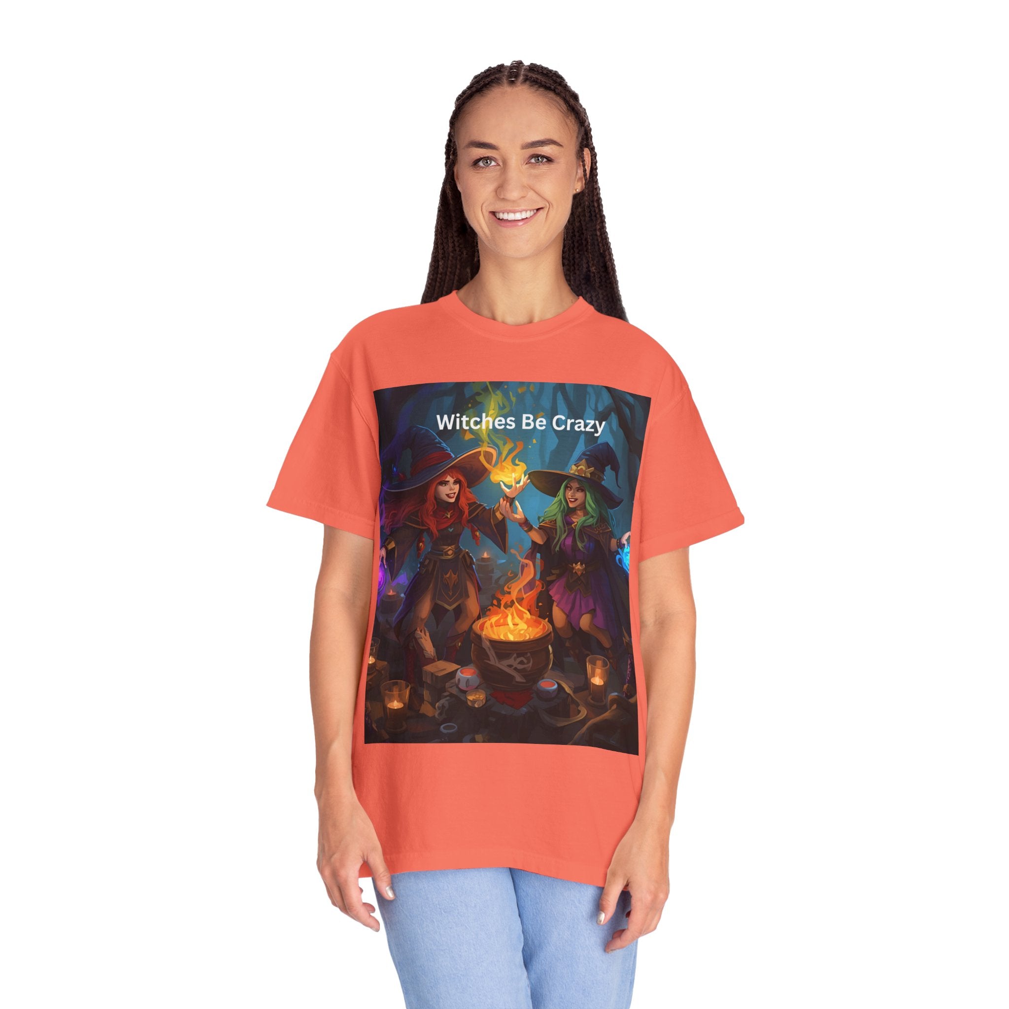 Spooky Halloween Witches Be Crazy T-Shirt, Unisex Garment-Dyed Tee for Halloween, Witch Lovers, Magical Gifts, Spooky Vibes, Casual Wear