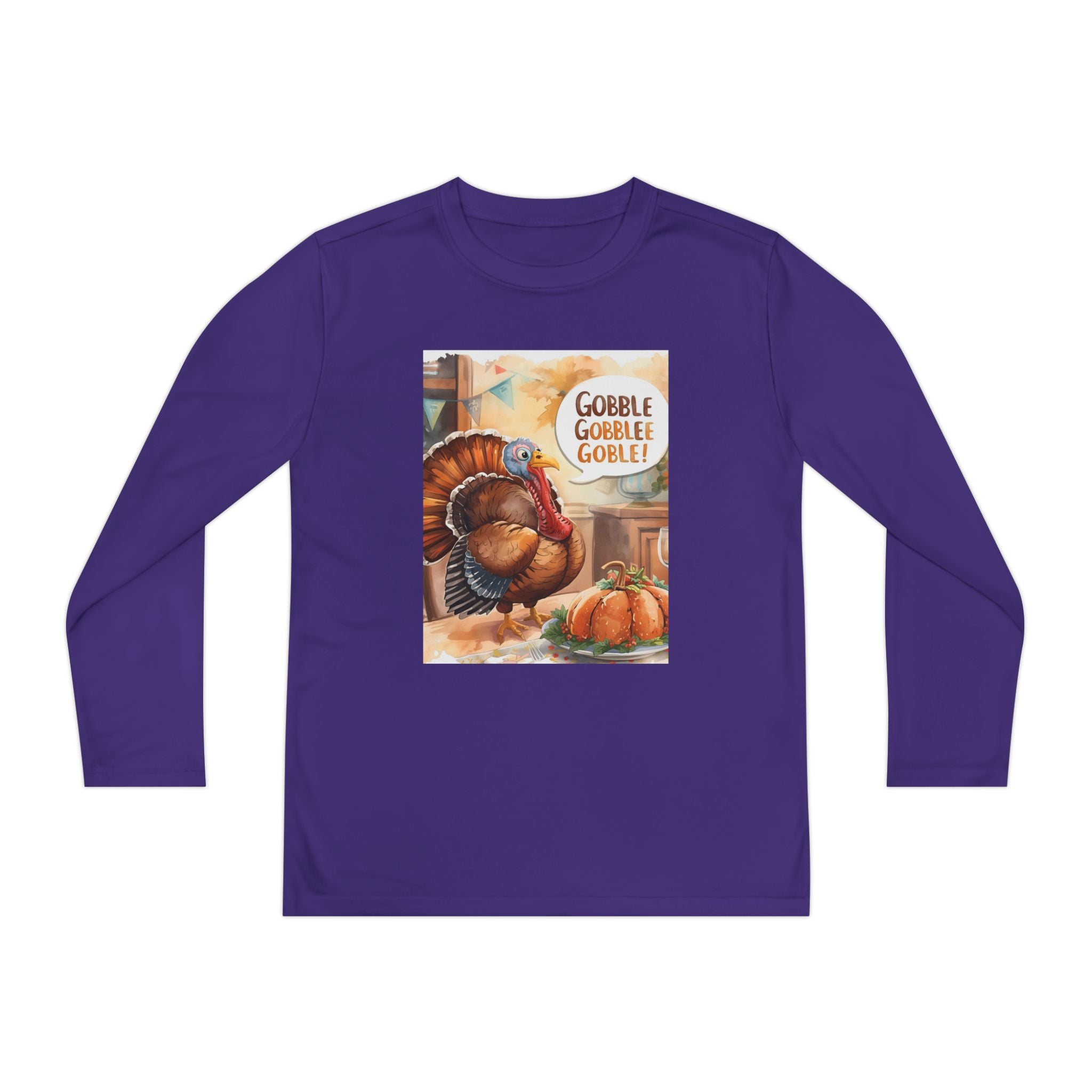 Thanksgiving Turkey Youth Long Sleeve Competitor Tee