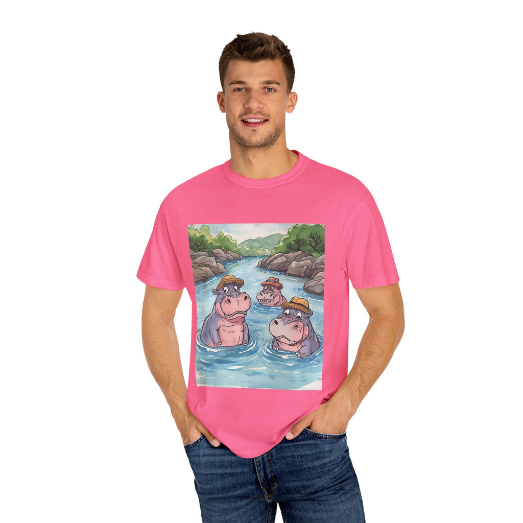 Hippo Adventure Unisex T-Shirt, Cute Animal Tee, Gift for Nature Lovers, Casual Wear, Birthday and Summer Vibe