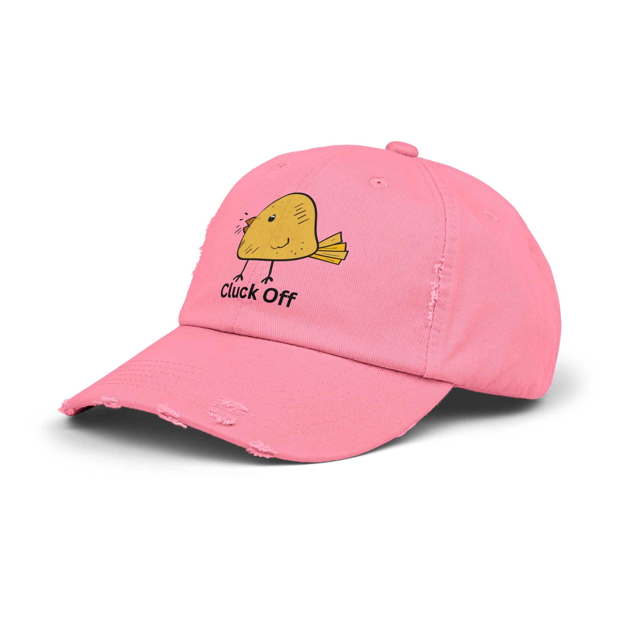 Quirky Distressed Cap with 'Cluck Off' Design - Fun Gift for Bird Lovers, Casual Wear, Summer Accessory, Unique Hat, Funny Cap