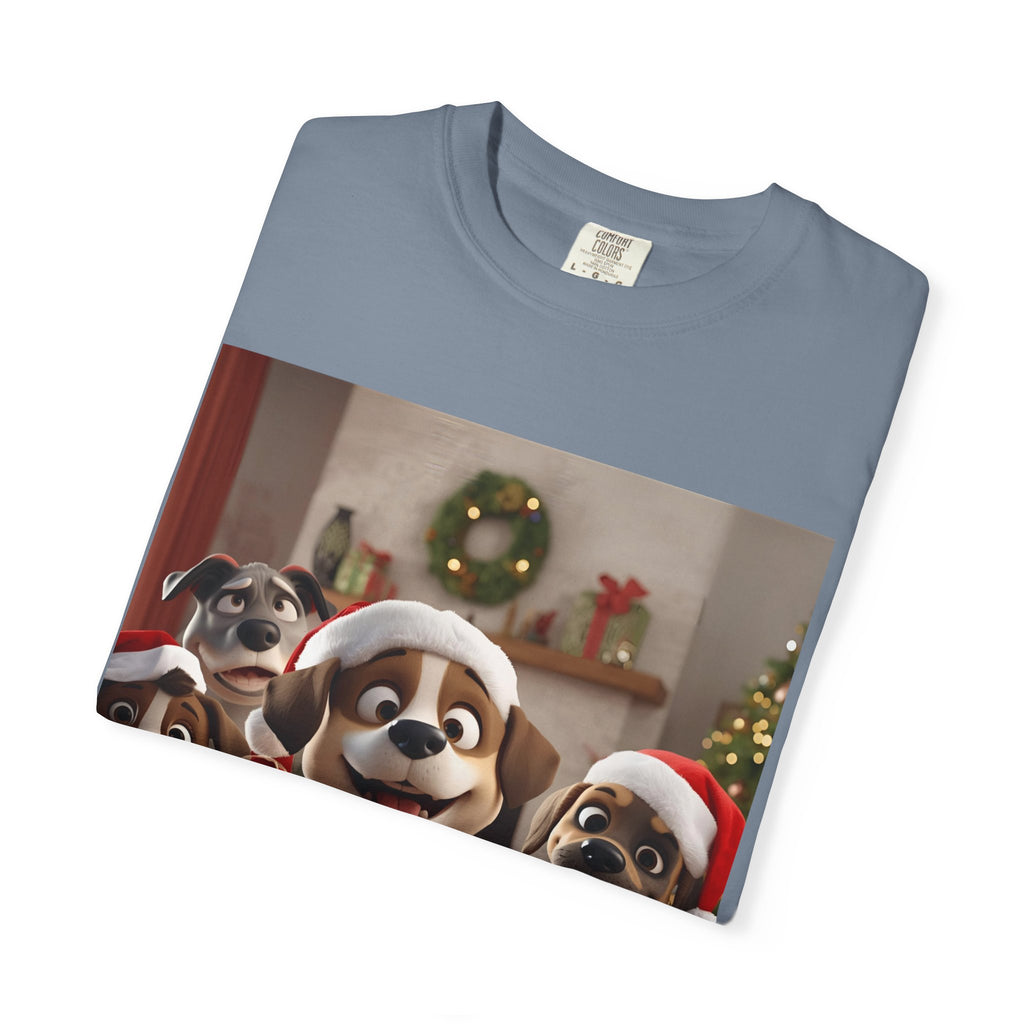 Cute Christmas Festive Dog Lovers T-Shirt | Unisex Garment-Dyed Tee for Dog Enthusiasts | Holiday Gift, Christmas Apparel, Pet Lover Shirt