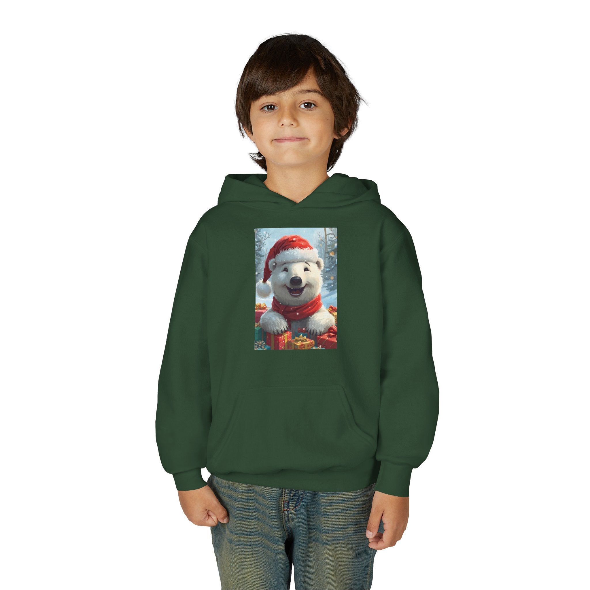 Christmas Bear Youth Heavy Blend Hooded Sweatshirt