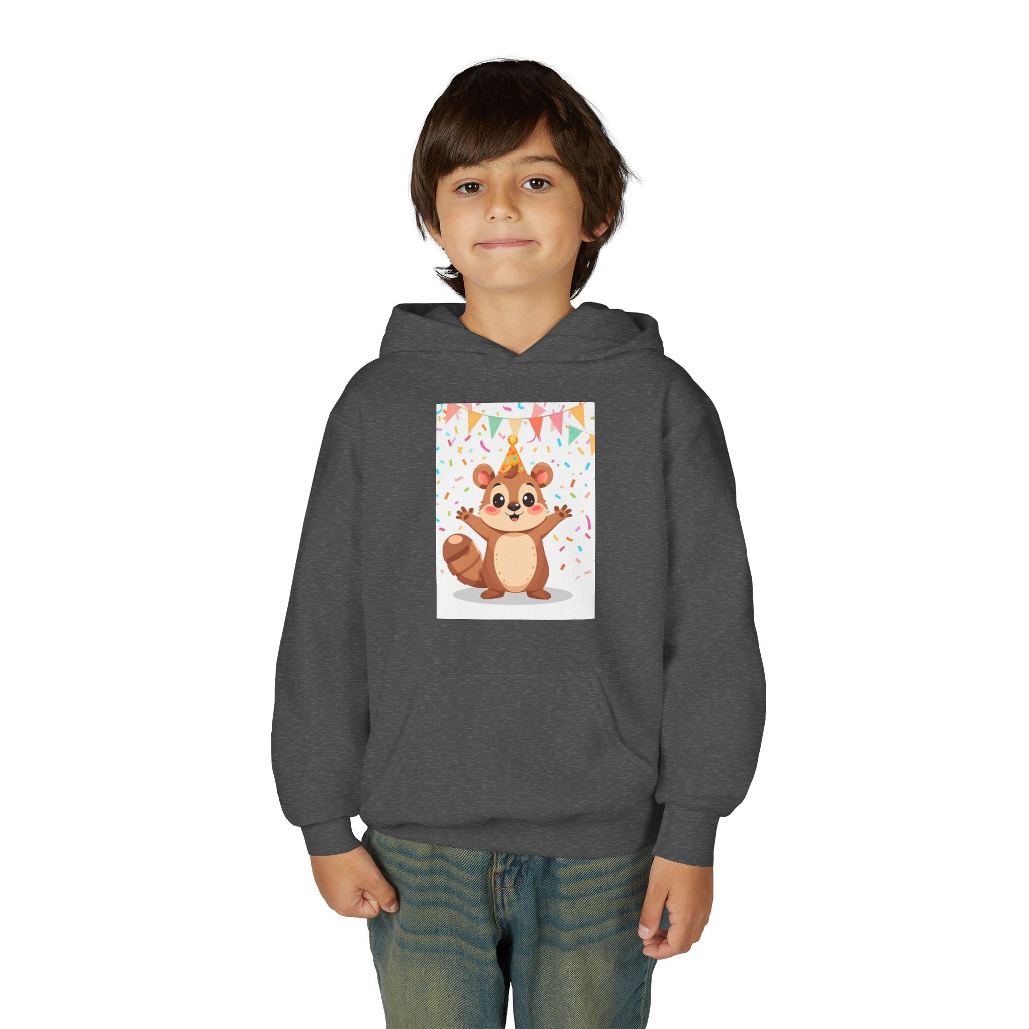 Party Animal With Squirl Youth Heavy Blend Hooded Sweatshirt