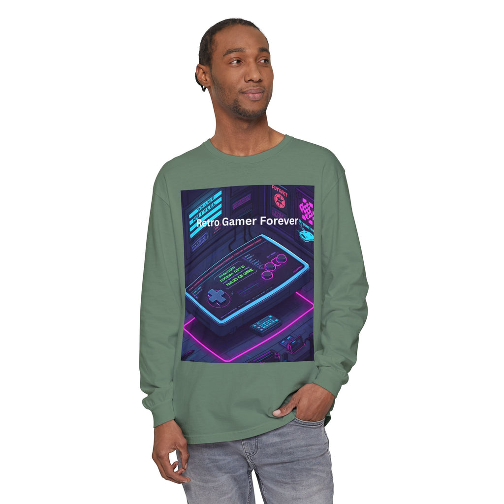 Retro Game Controller Unisex Garment-dyed Long Sleeve T-Shirt