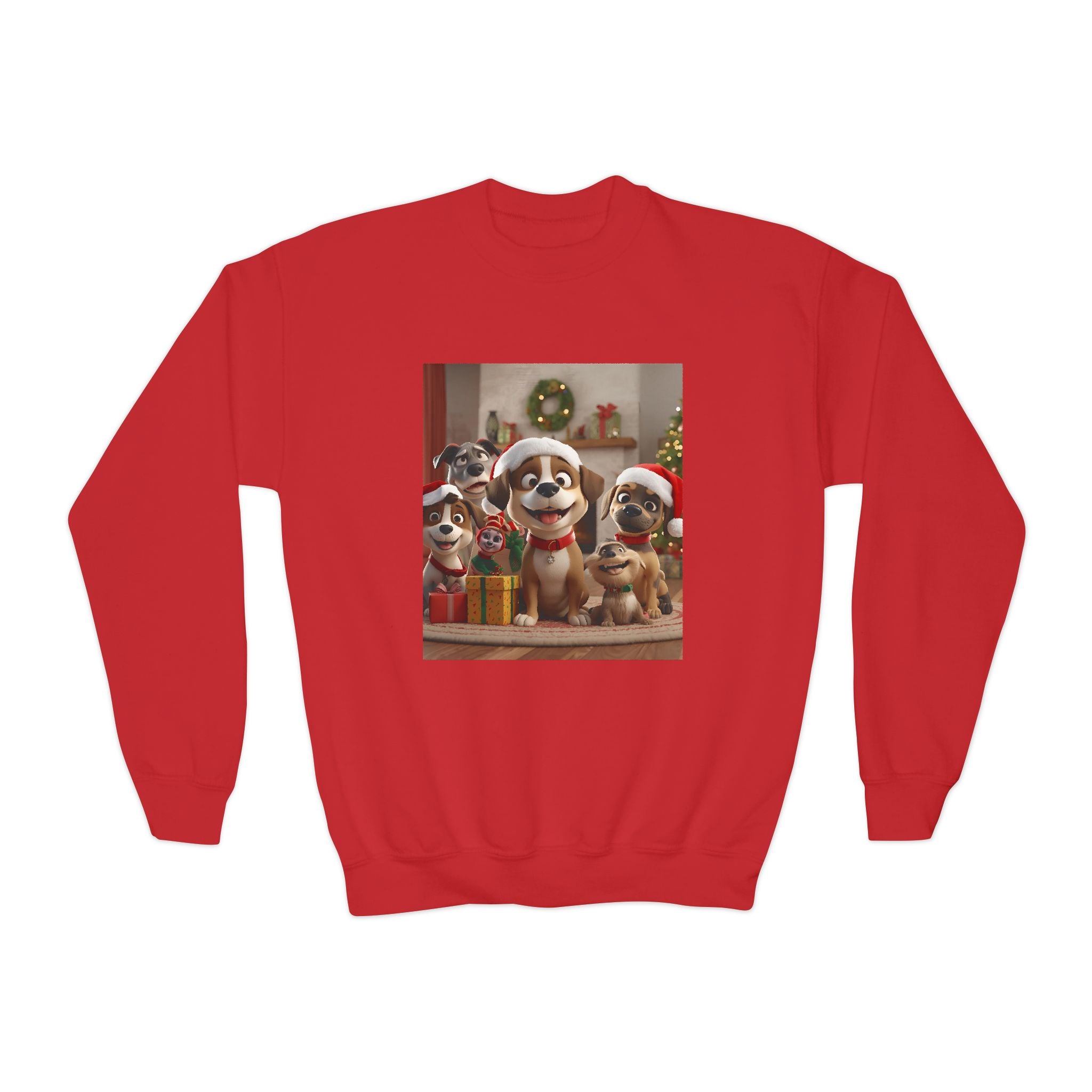 Cute Christmas Festive Dogs Youth Crewneck Sweatshirt