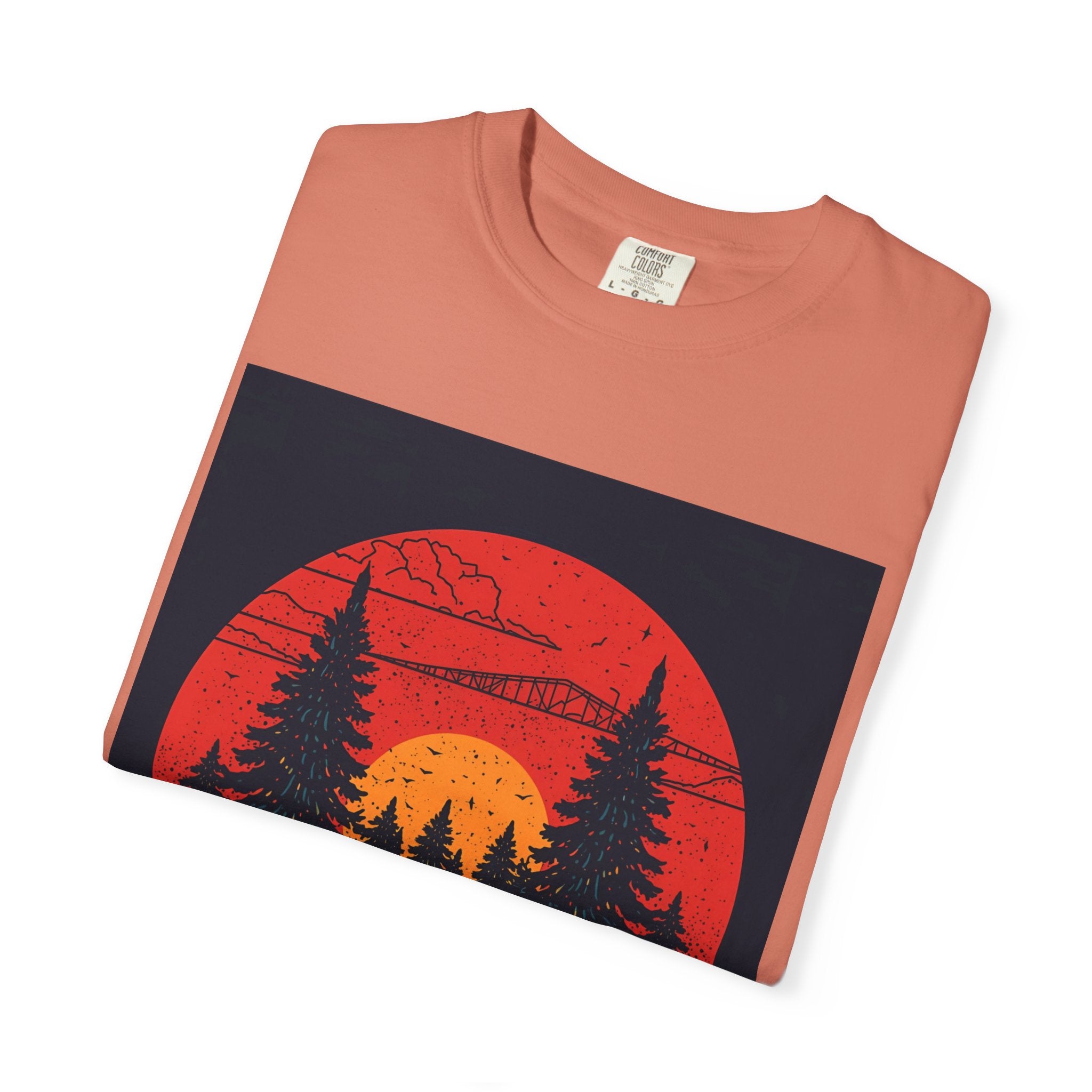 Sunset Forest Unisex Tee, Outdoor Adventure Shirt, Nature Lover Gift, Casual Stylish Top, Fall Fashion T-shirt