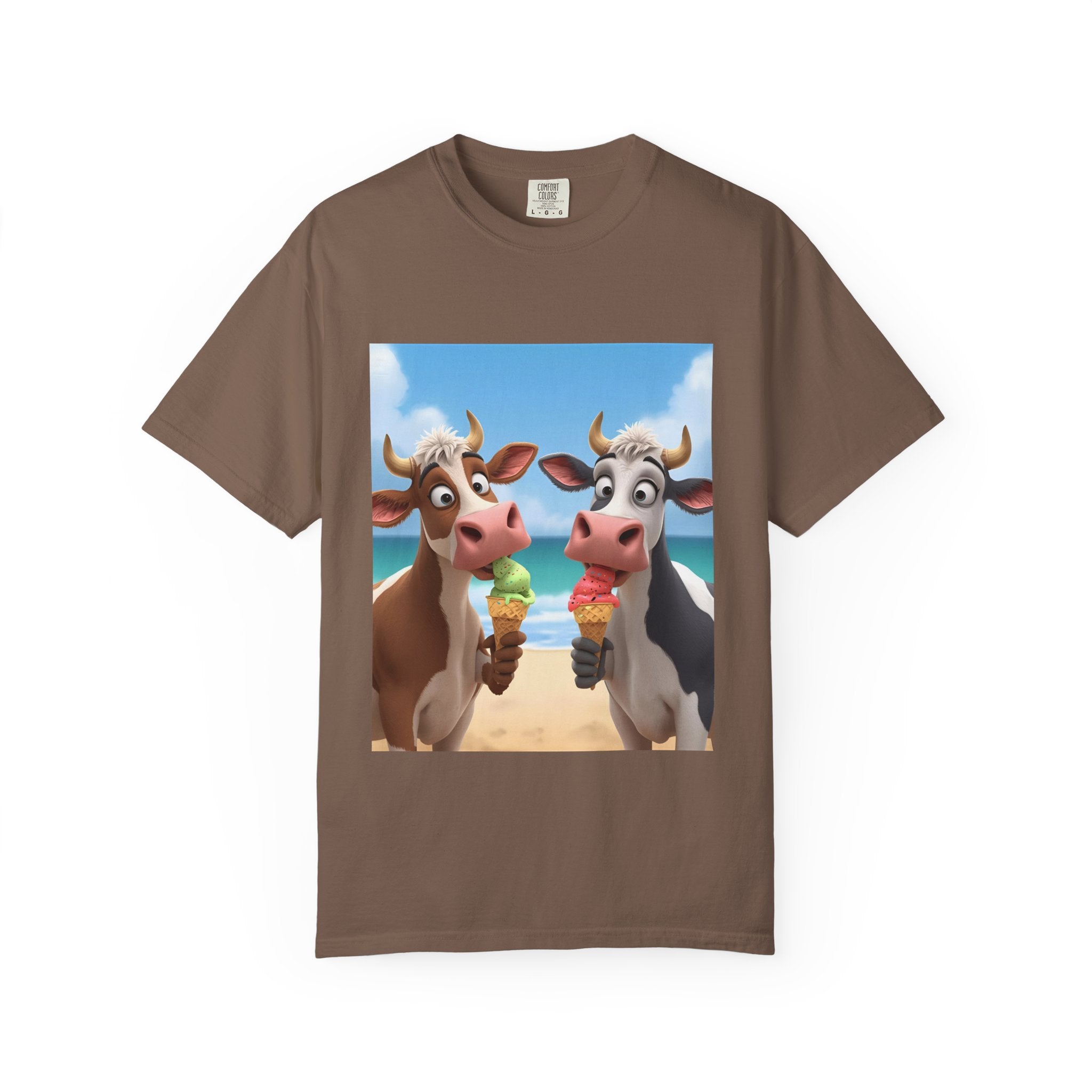 Cute Cow Ice Cream T-Shirt, Fun Summer Tee, Animal Lover Gift, Unisex Casual Top, Beach Vibes Apparel, Cute Gift for Friends