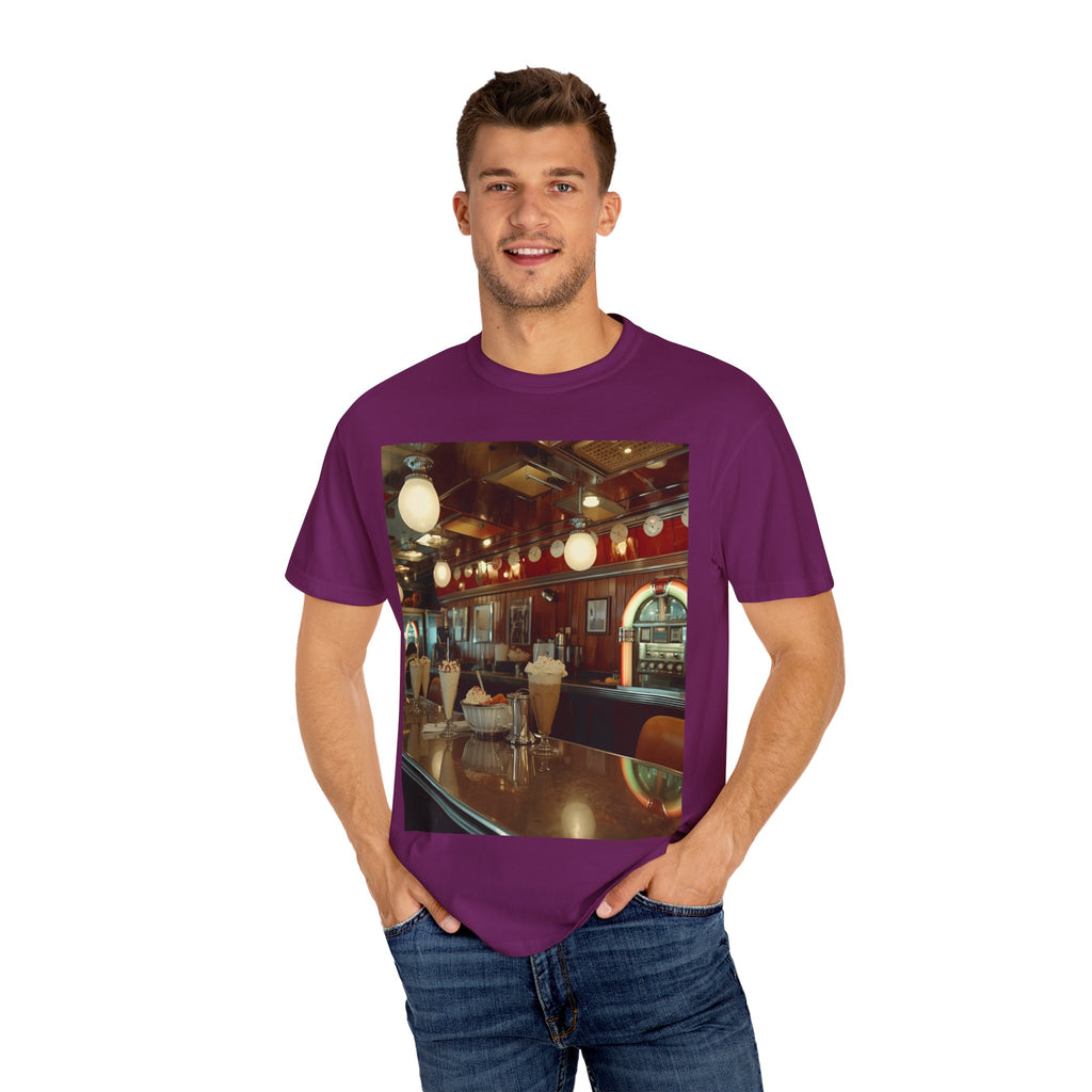 Cozy Cafe Vibe T-Shirt | Unisex Garment-Dyed Tee for Casual Outings, Vintage Style, Ice Cream Lovers, Retro Aesthetic, Everyday Wear