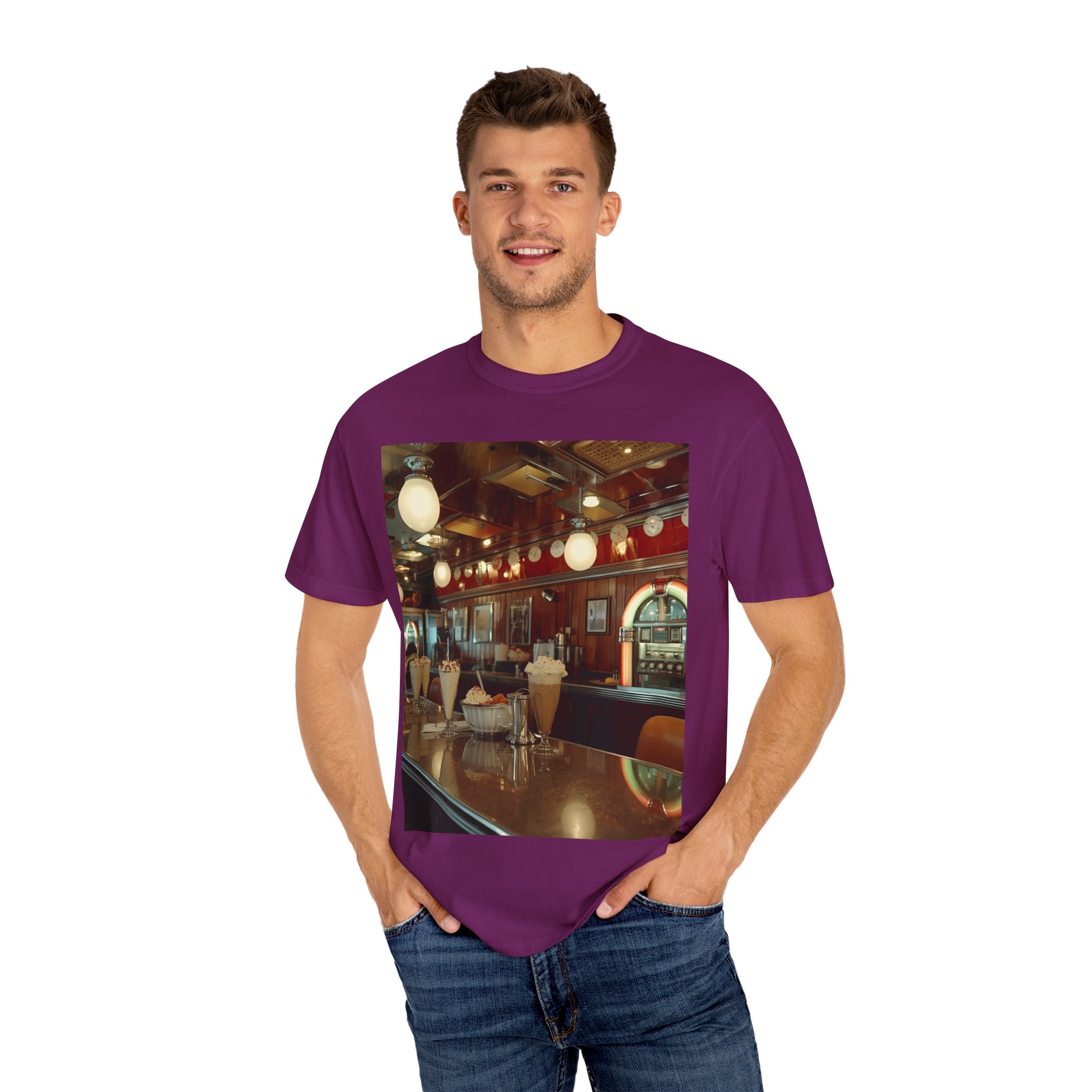 Cozy Cafe Vibe T-Shirt | Unisex Garment-Dyed Tee for Casual Outings, Vintage Style, Ice Cream Lovers, Retro Aesthetic, Everyday Wear