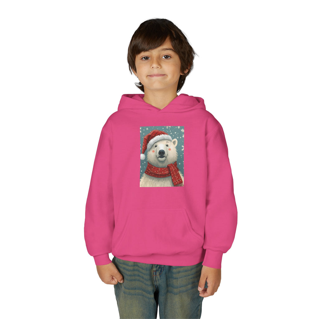 Cozy Polar Bear Christmas Hoodie, Holiday Sweatshirt for Kids, Winter Wear, Gift Idea, Cute Kids Hooded Sweatshirt
