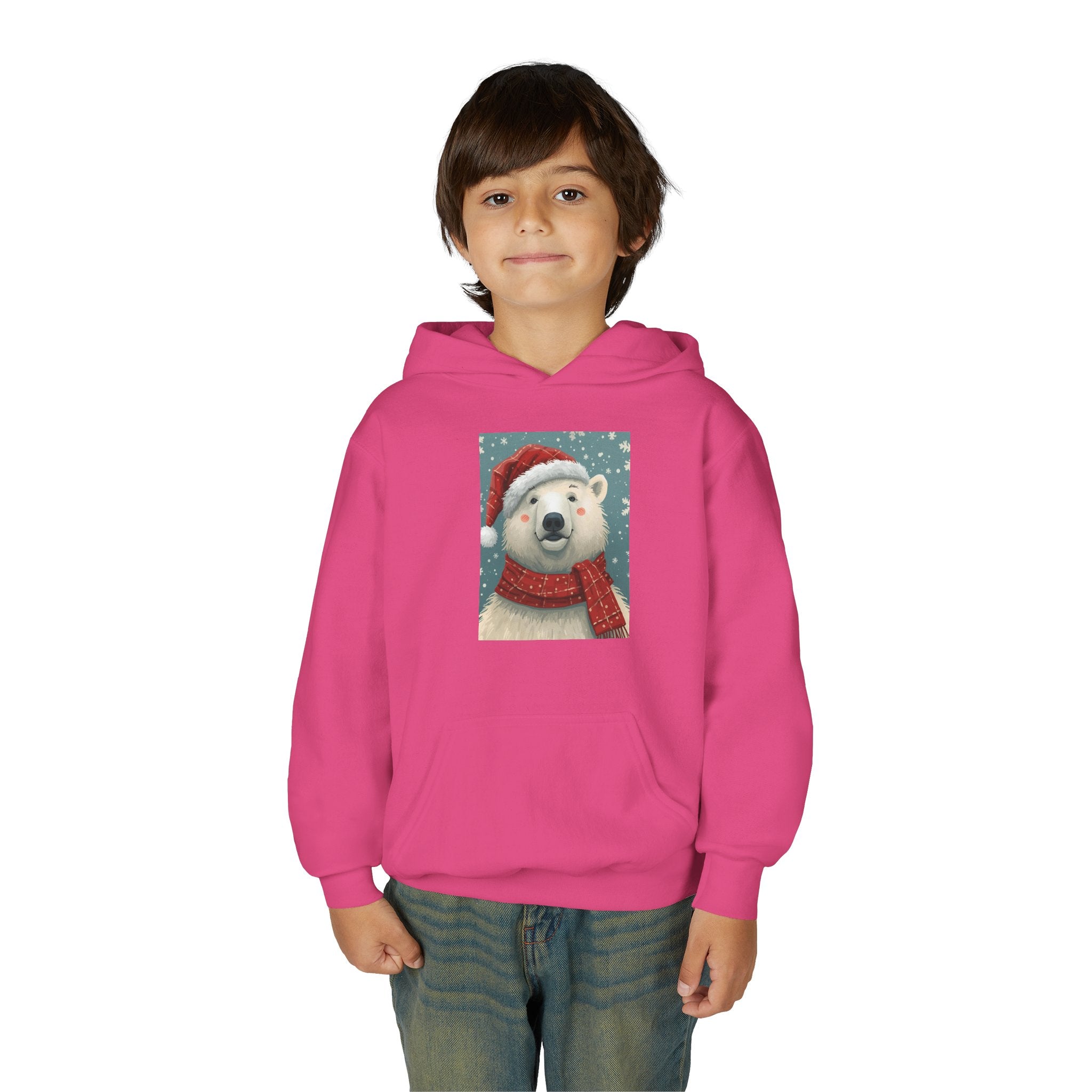 Cozy Polar Bear Christmas Hoodie, Holiday Sweatshirt for Kids, Winter Wear, Gift Idea, Cute Kids Hooded Sweatshirt
