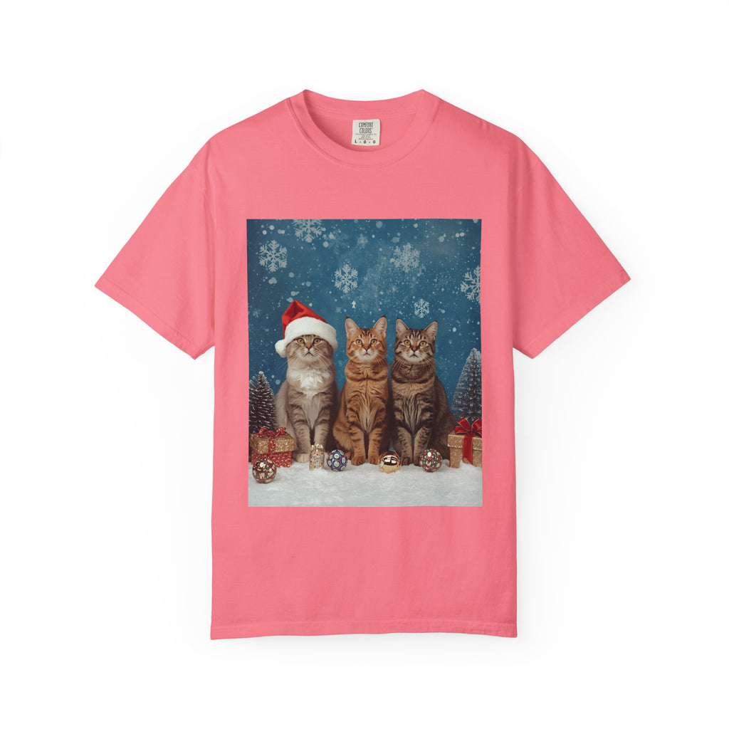 Cute Christmas Festive Cat Christmas T-Shirt, Holiday Shirt, Gift for Cat Lovers, Winter Apparel, Unisex Tee