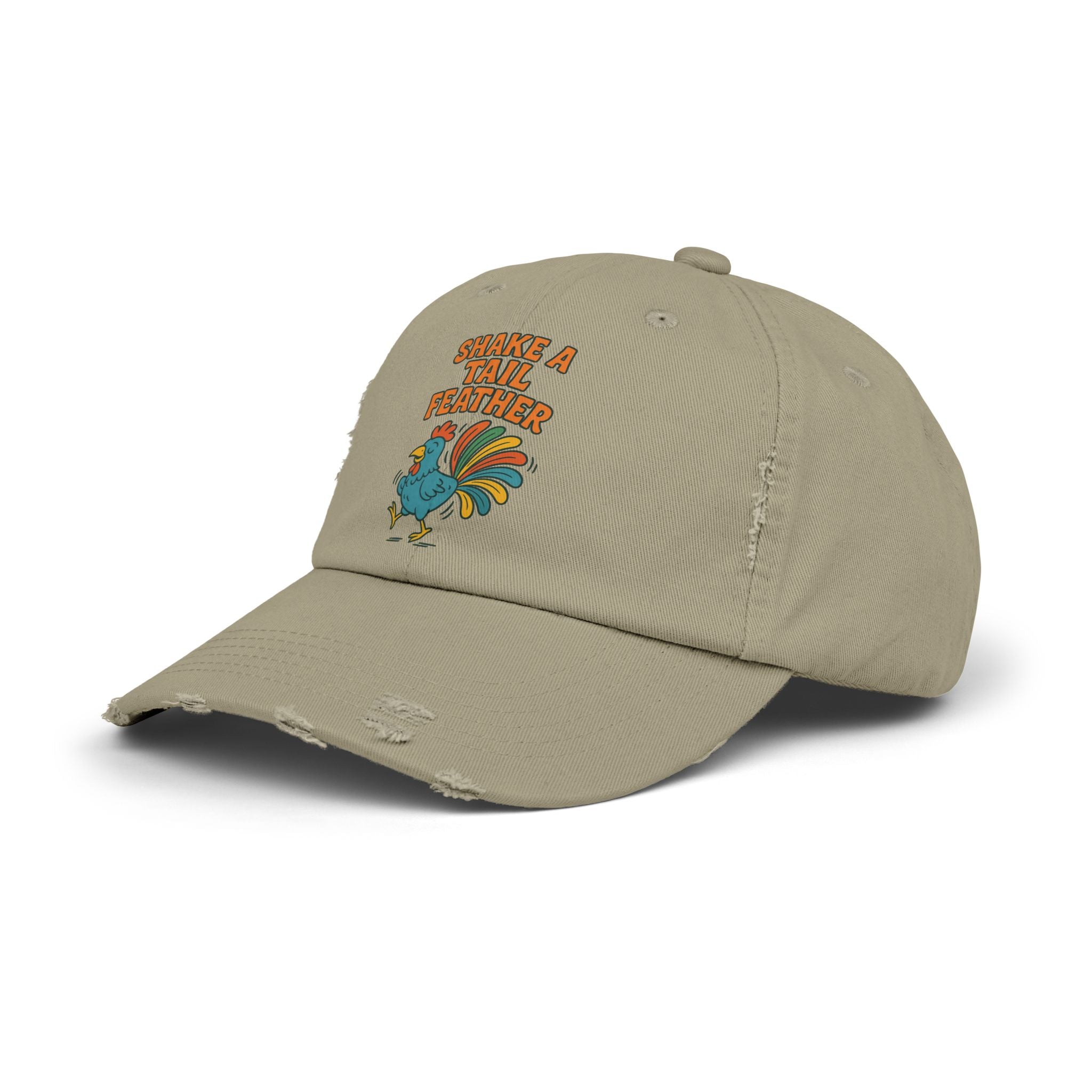 Rooster Funny Shake A Tail Feather Unisex Distressed Cap