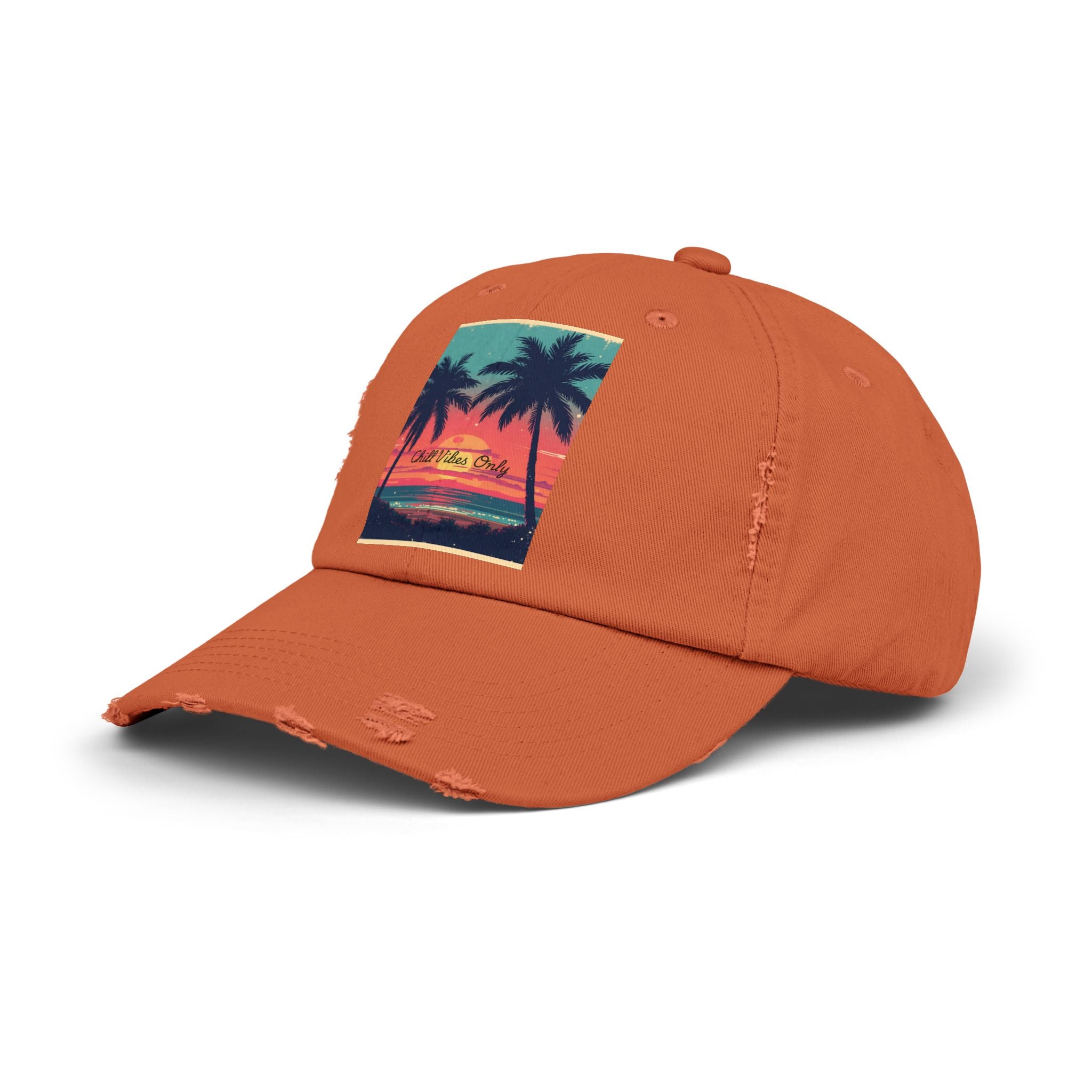 Tropical Sunset Unisex Distressed Cap