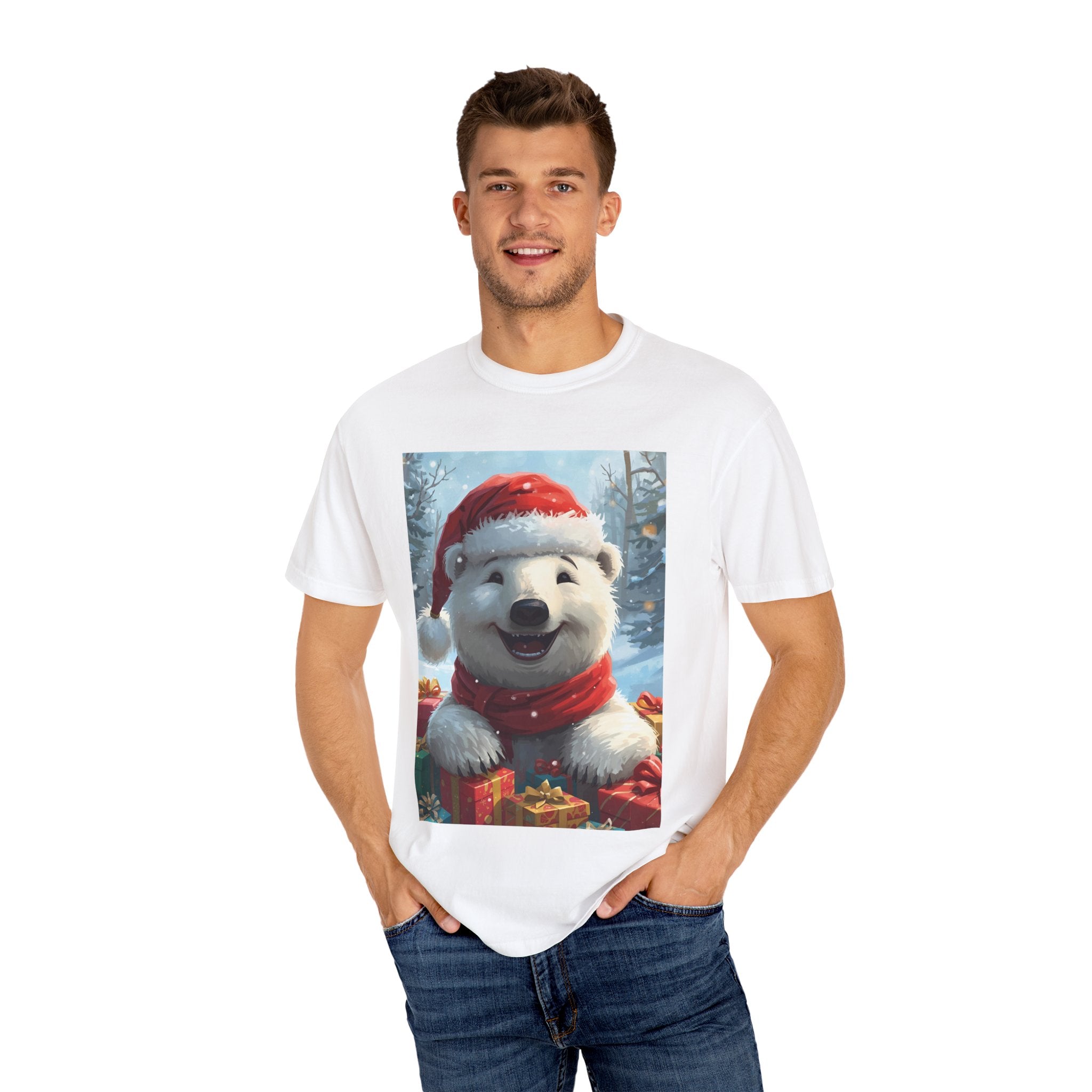 Christmas Polar Bear T-Shirt, Holiday Tee, Winter Apparel, Gift For Animal Lovers, Festive Casual Wear