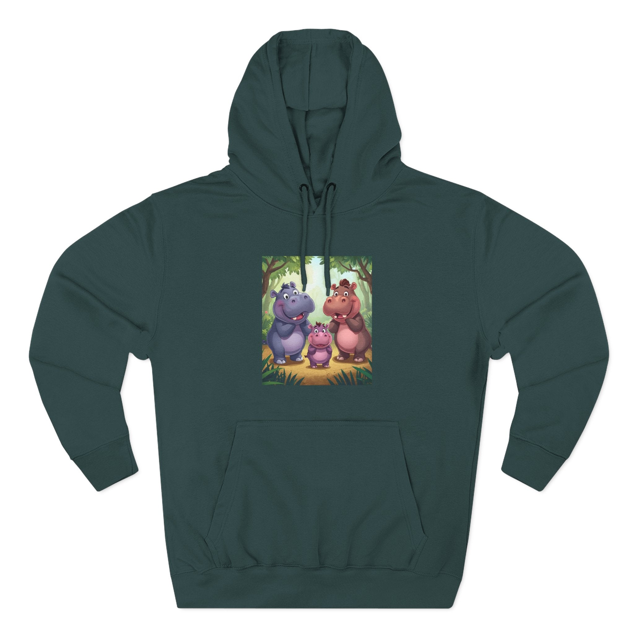 Hippo Cute Three-Panel Fleece Hoodie